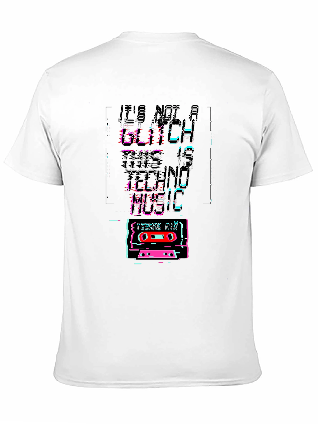 Black Retro Techno Music Glitch T-Shirt view 11