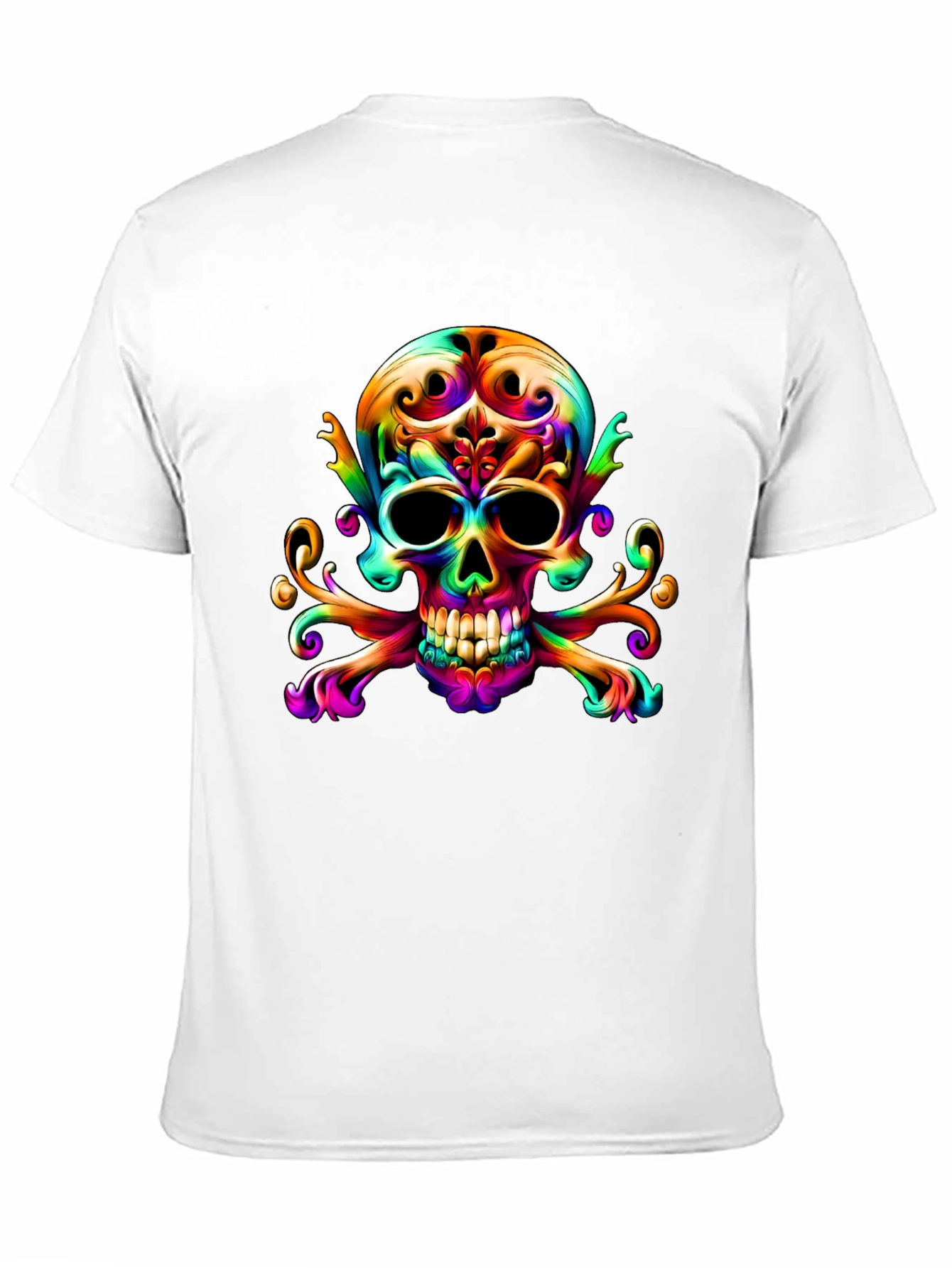 Black Colorful Skull & Crossbones Graphic Tee view 11