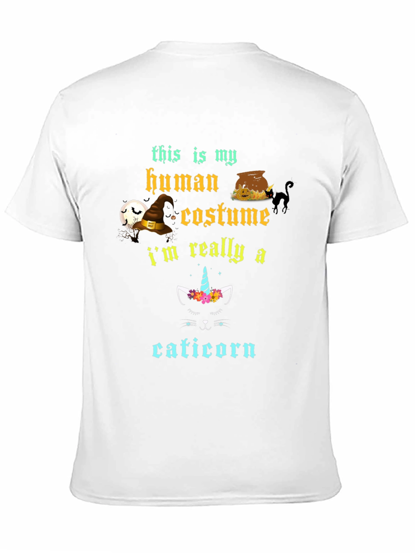 Black Cat Halloween Costume Graphic T-Shirt view 11