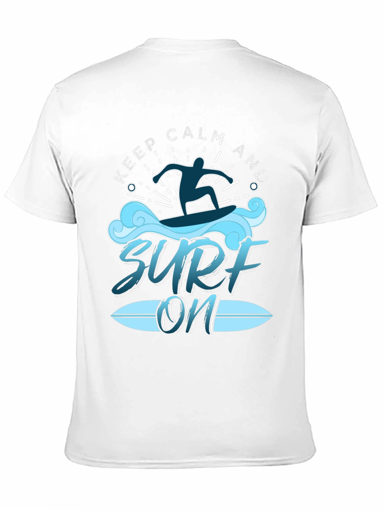 Black Keep Calm and Surf On Black T-Shirt view 11
