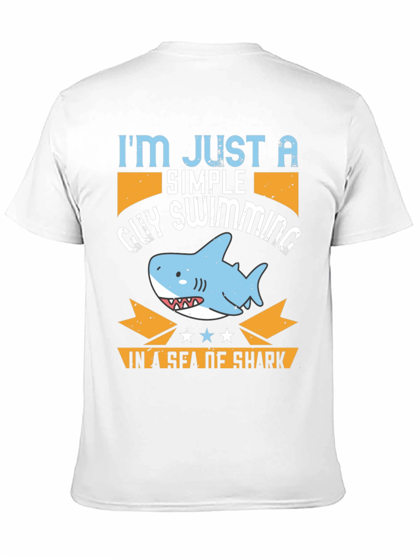 Black Simple Guy Swimming Shark T-Shirt view 11