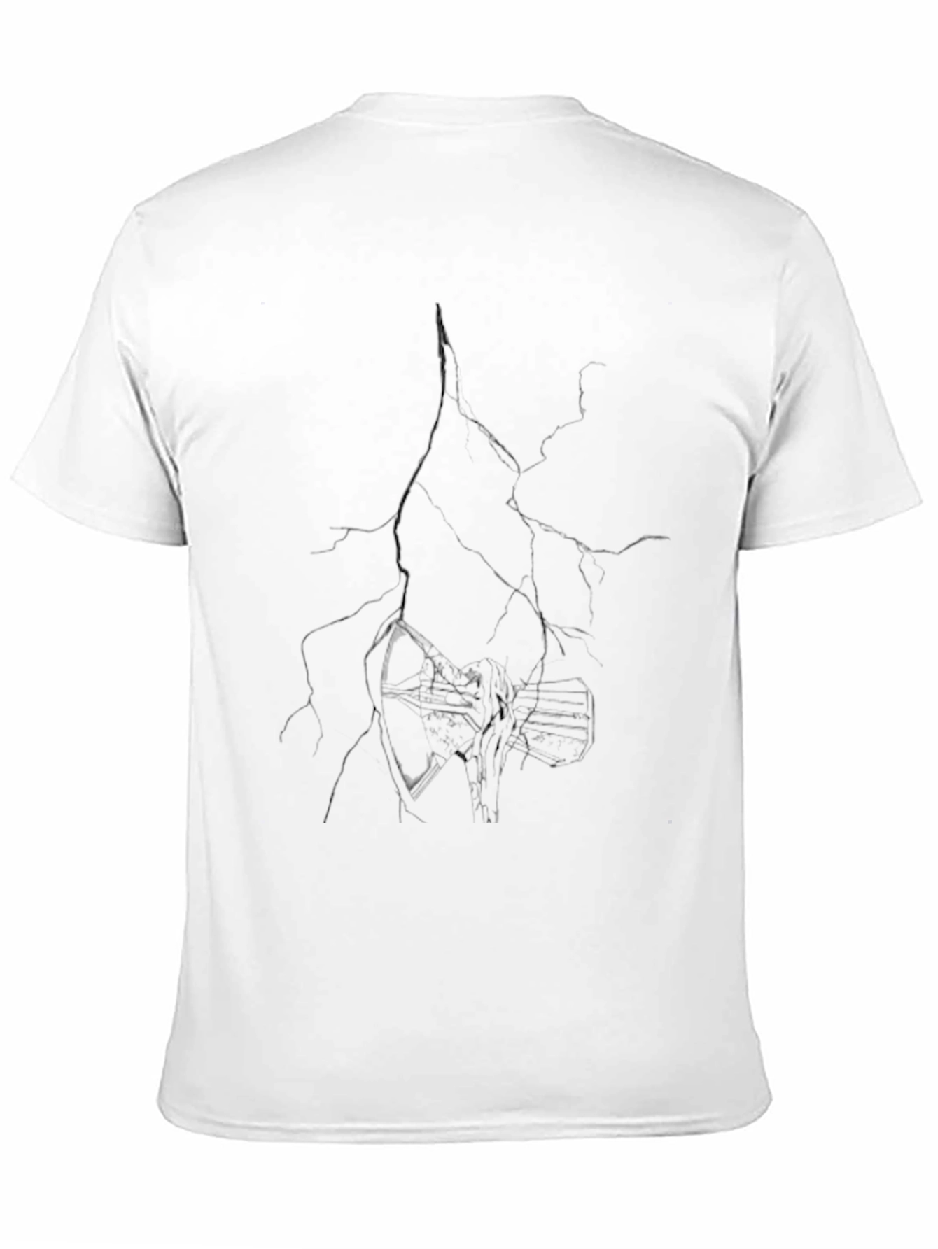 Black Cracked Graphic Print Black T-Shirt view 11