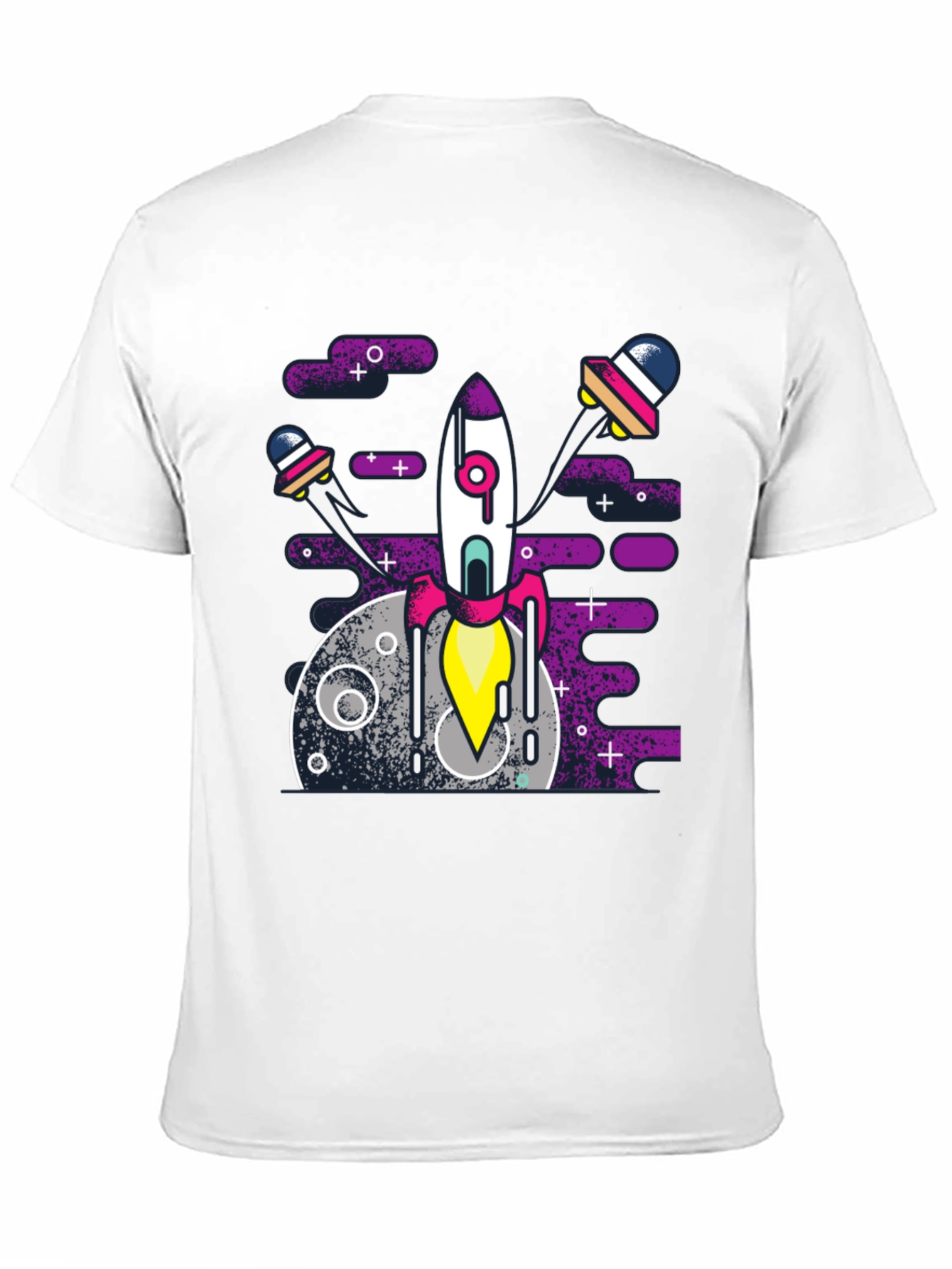 Black Space Rocket Graphic Tee - Black Cotton Blend Shirt view 11