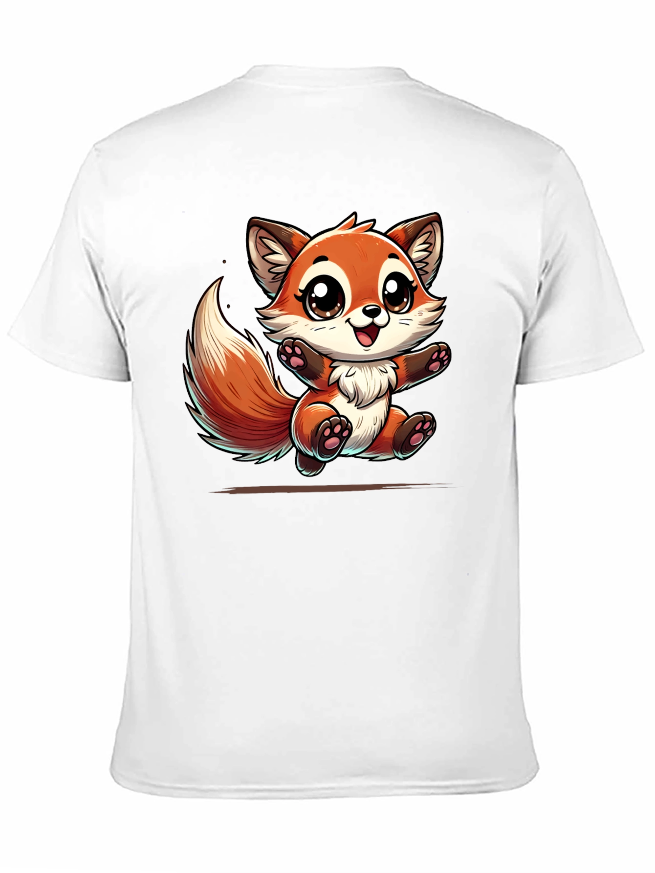 Black Cute Fox Graphic Tee - Black Cotton T-Shirt view 11