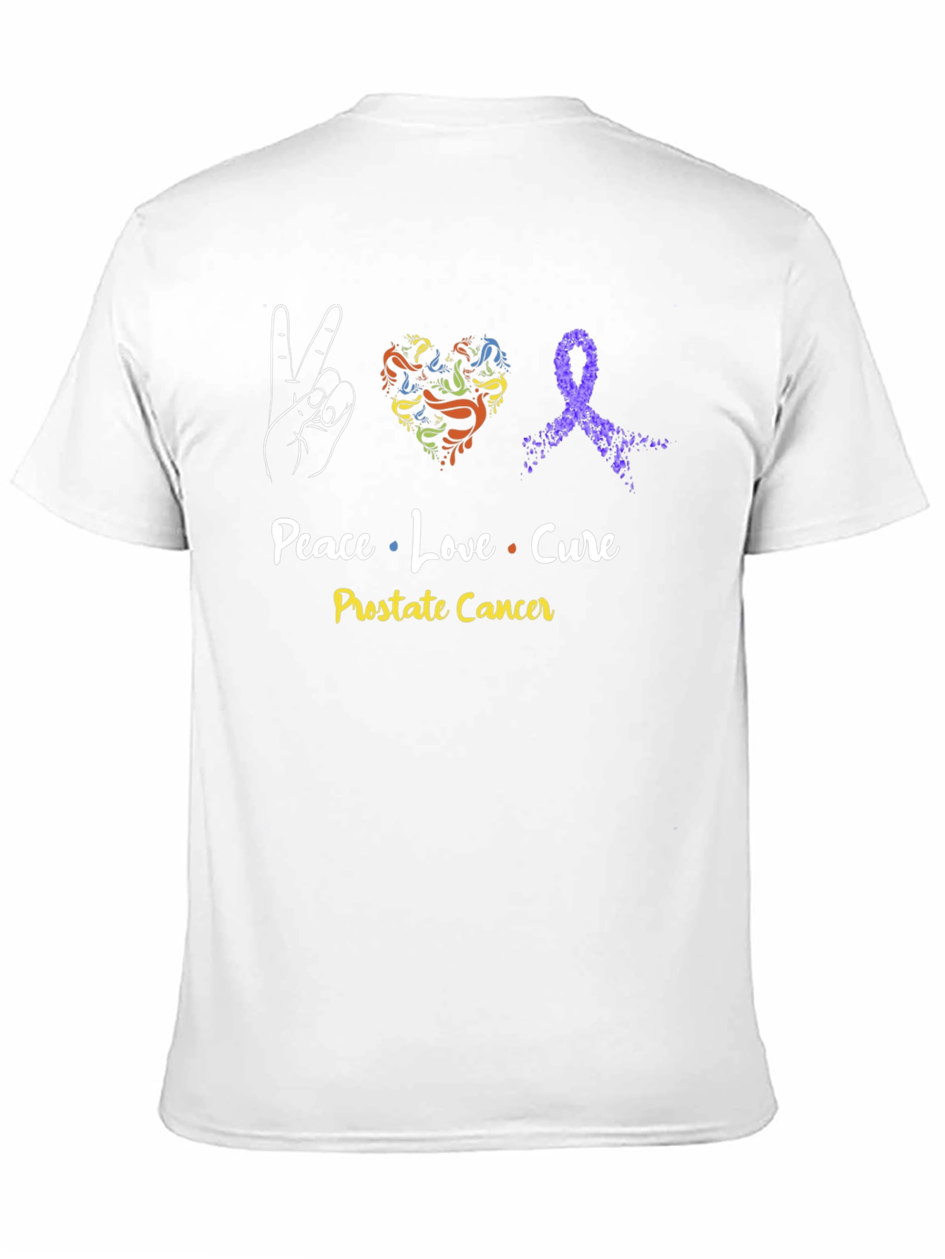Black Peace Love Cure Prostate Cancer Awareness T-Shirt view 11