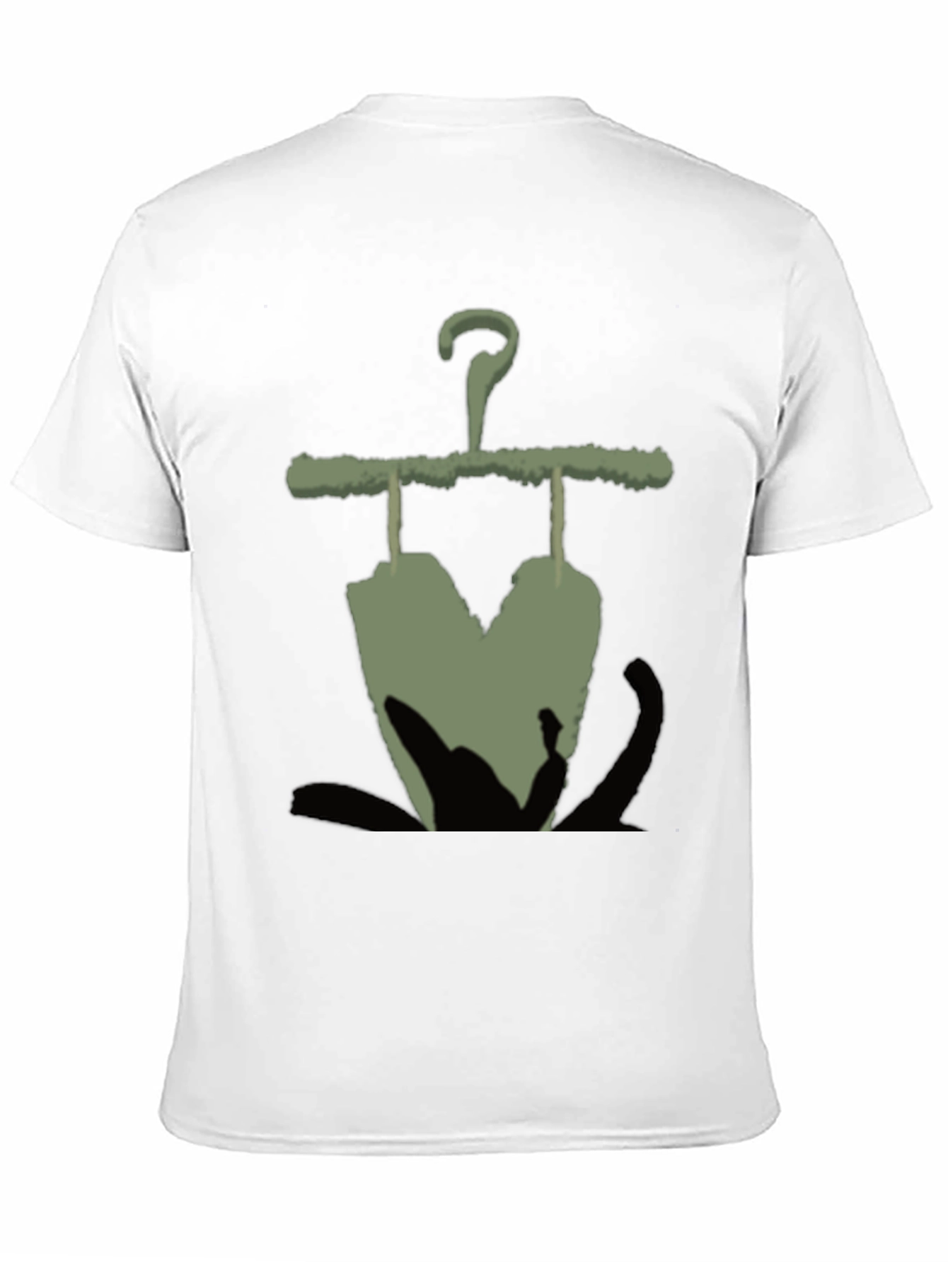 Black Men's Black T-Shirt with Unique Hanger Print view 11