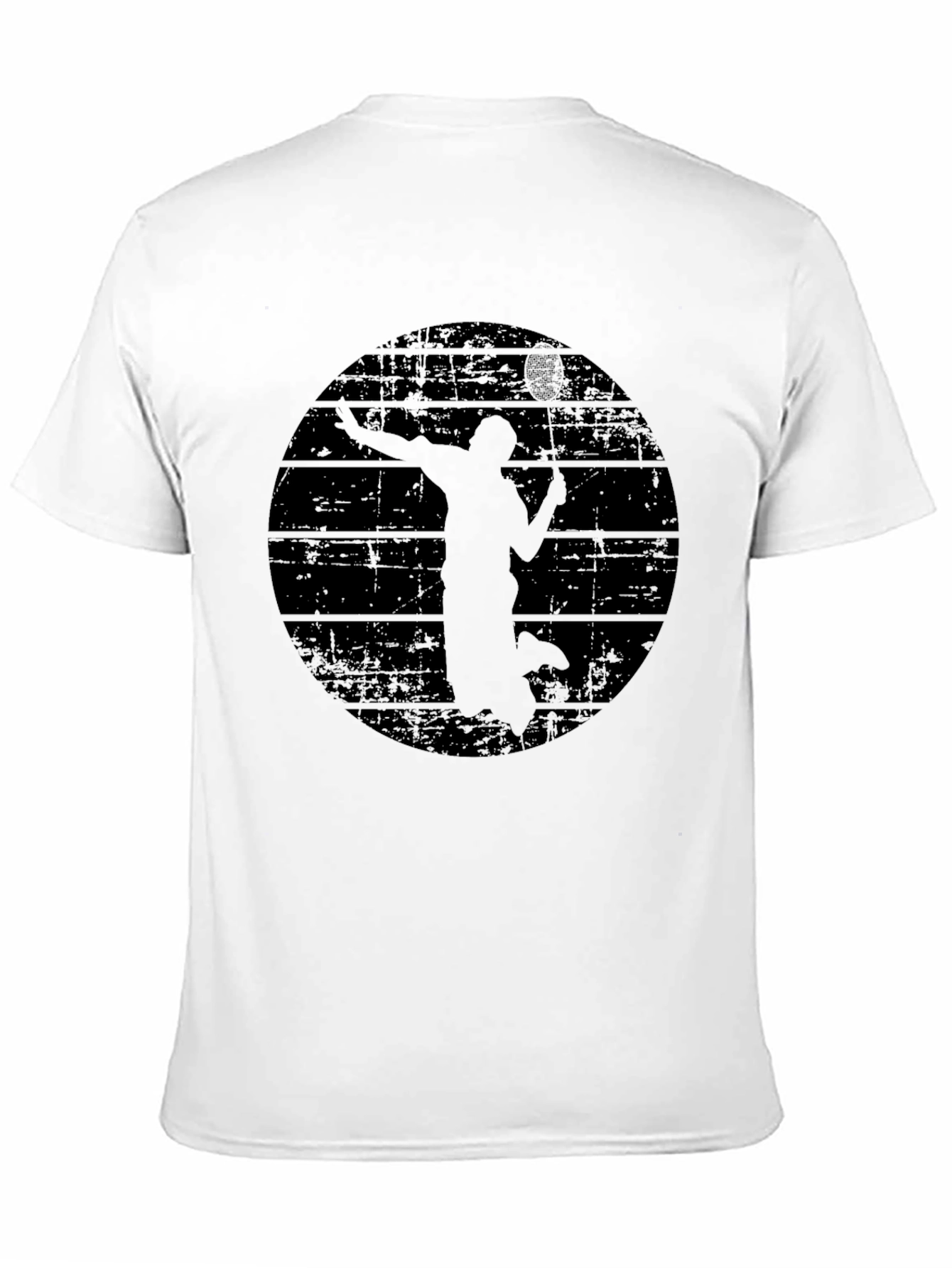 Black Men's Black Badminton Graphic T-Shirt view 11