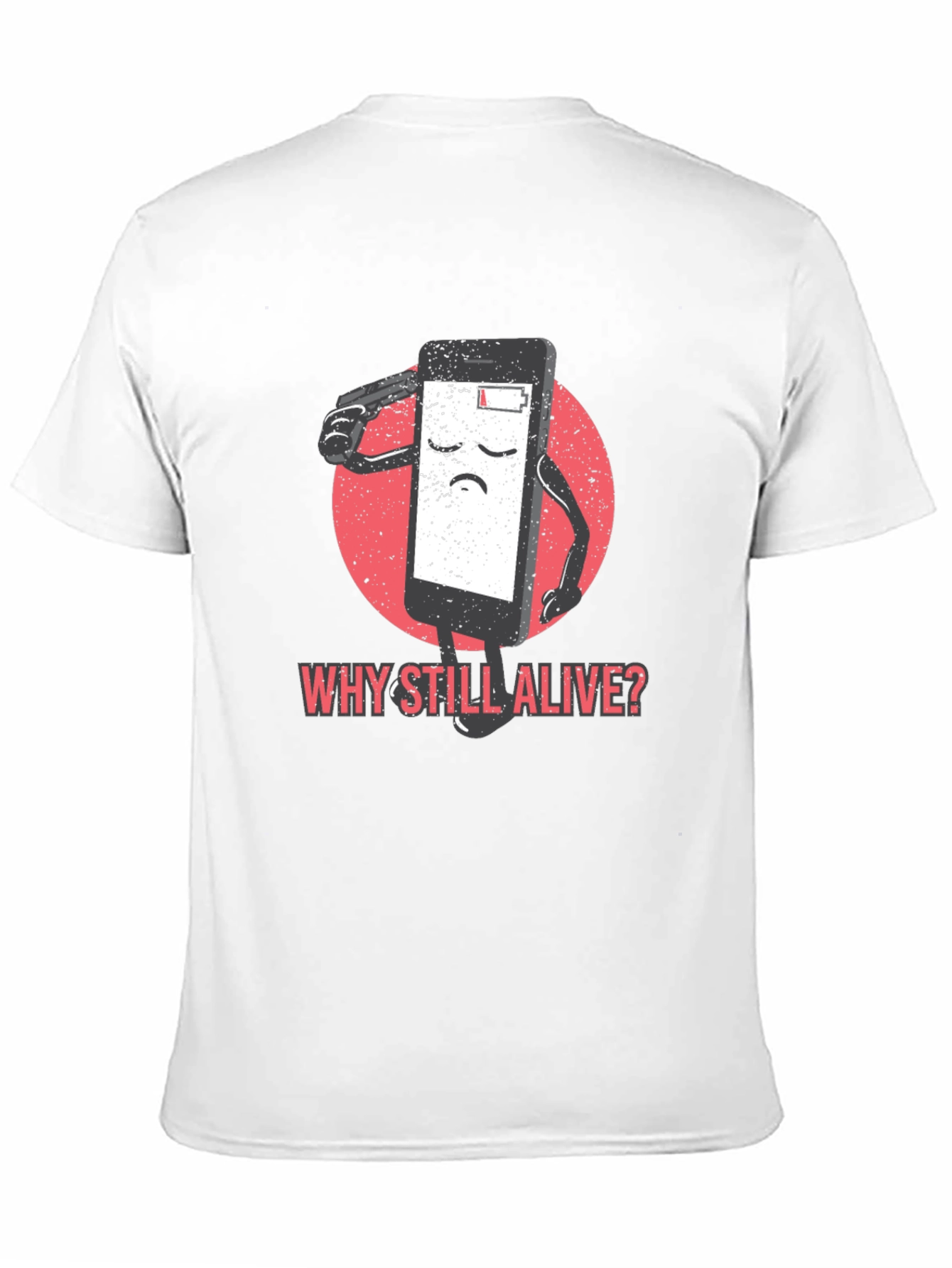 Black Why Still Alive T-Shirt - Funny Phone Battery Tee view 11