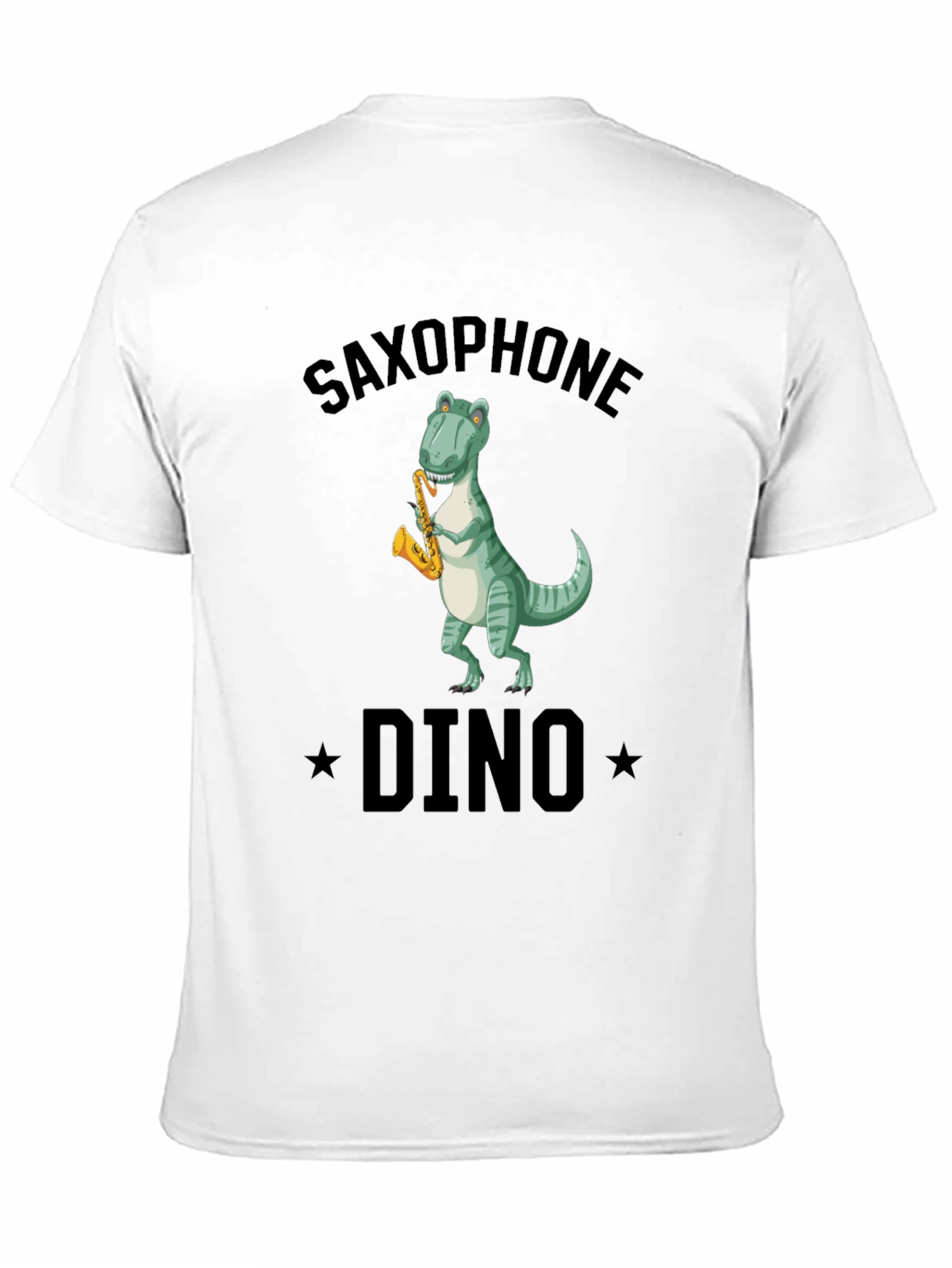 Black Saxophone Dino T-Shirt - Black Cotton Tee view 11