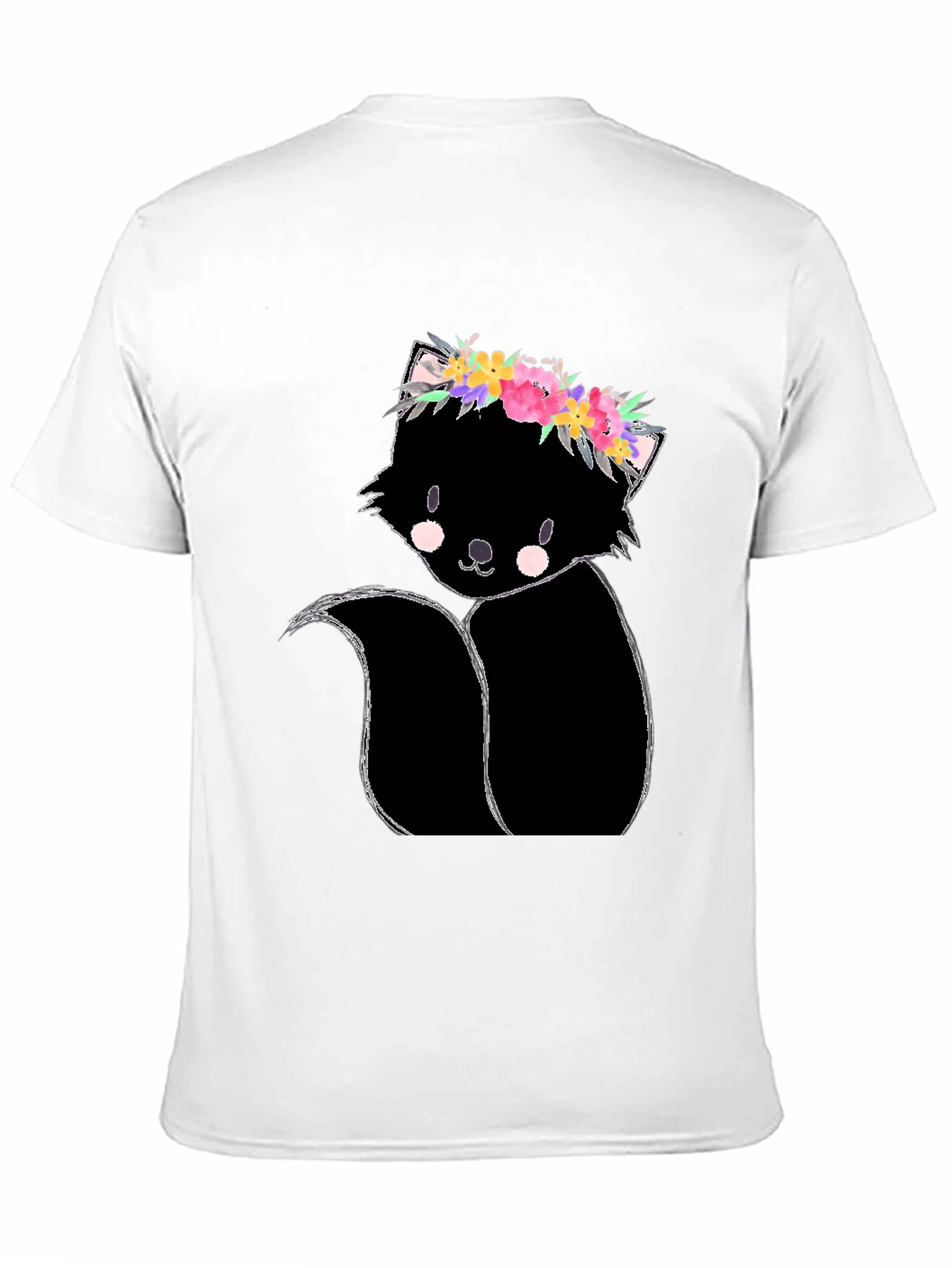 Black Floral Skunk Graphic Tee - Unisex Black T-Shirt view 11