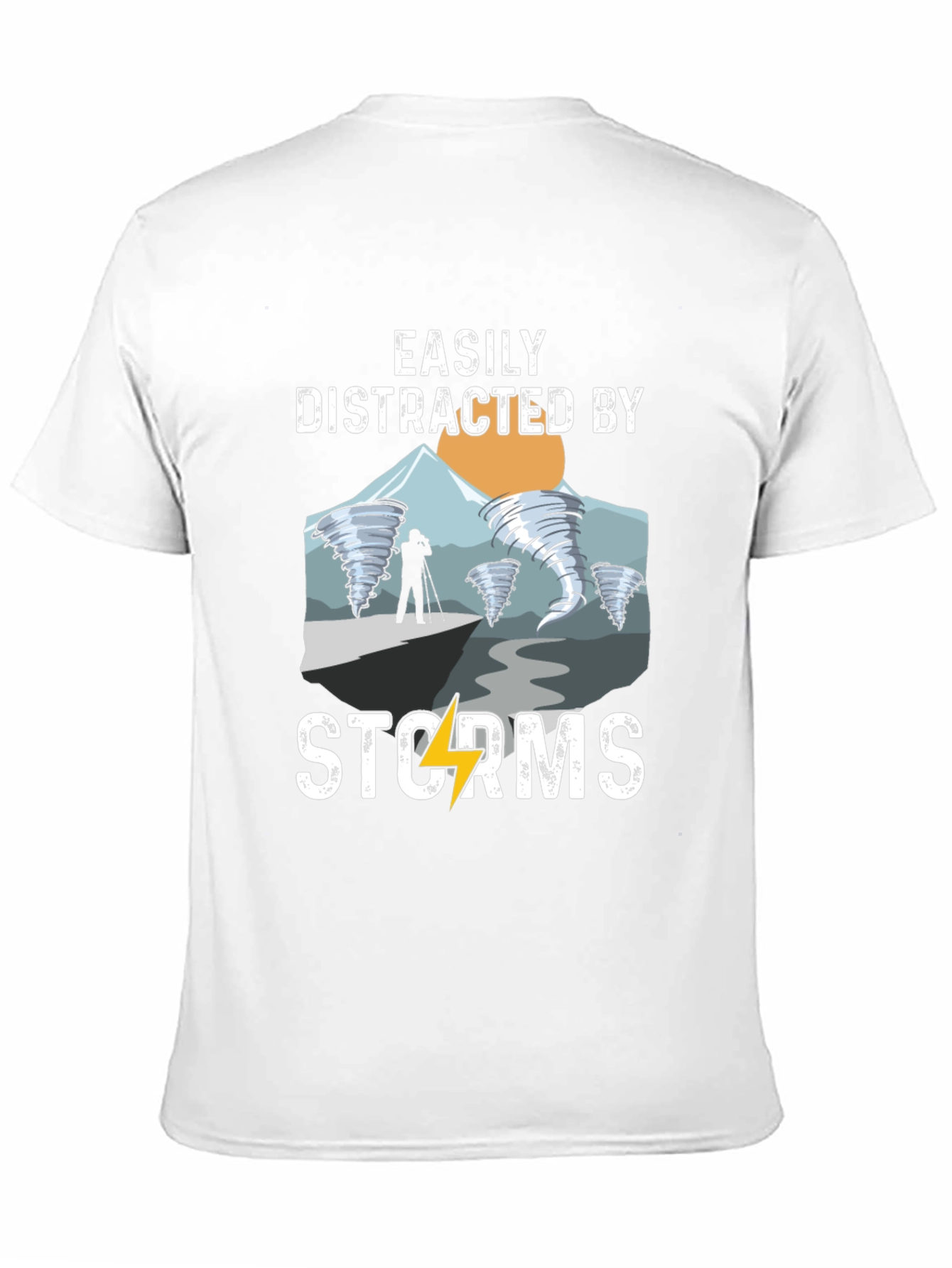 Black Easily Distracted by Storms Black T-Shirt view 11