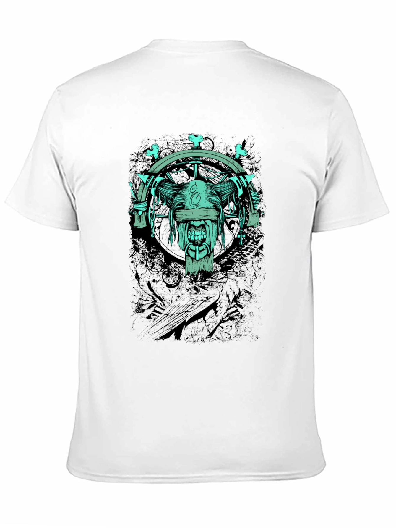 Black Men's Black Graphic T-Shirt - Mystic Blinded Skull Design view 11