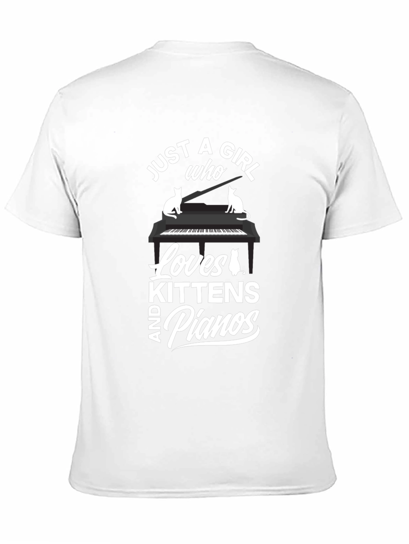 Black Just a Girl Who Loves Kittens and Pianos Black T-Shirt view 11