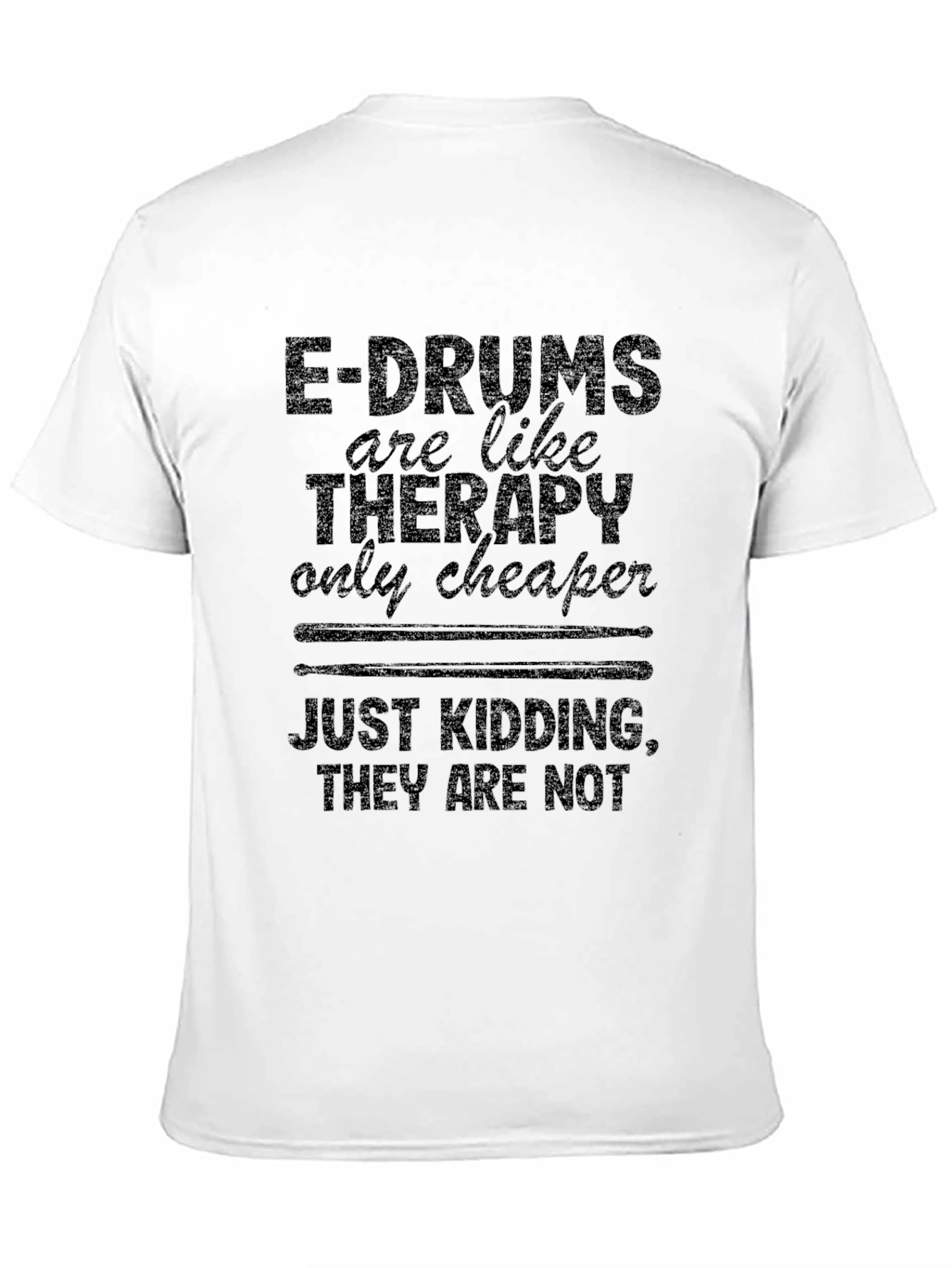 Black E-Drums Therapy Funny Black T-Shirt view 11