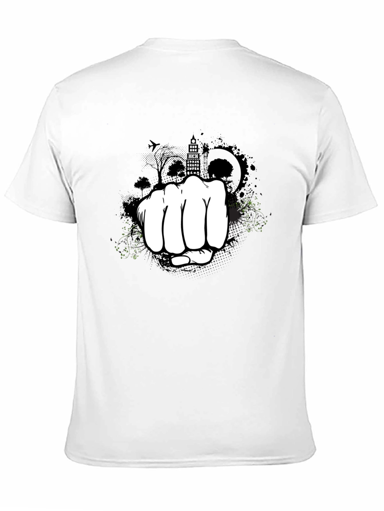 Black Urban Fist Graphic Tee - Black Cotton Blend Shirt view 11