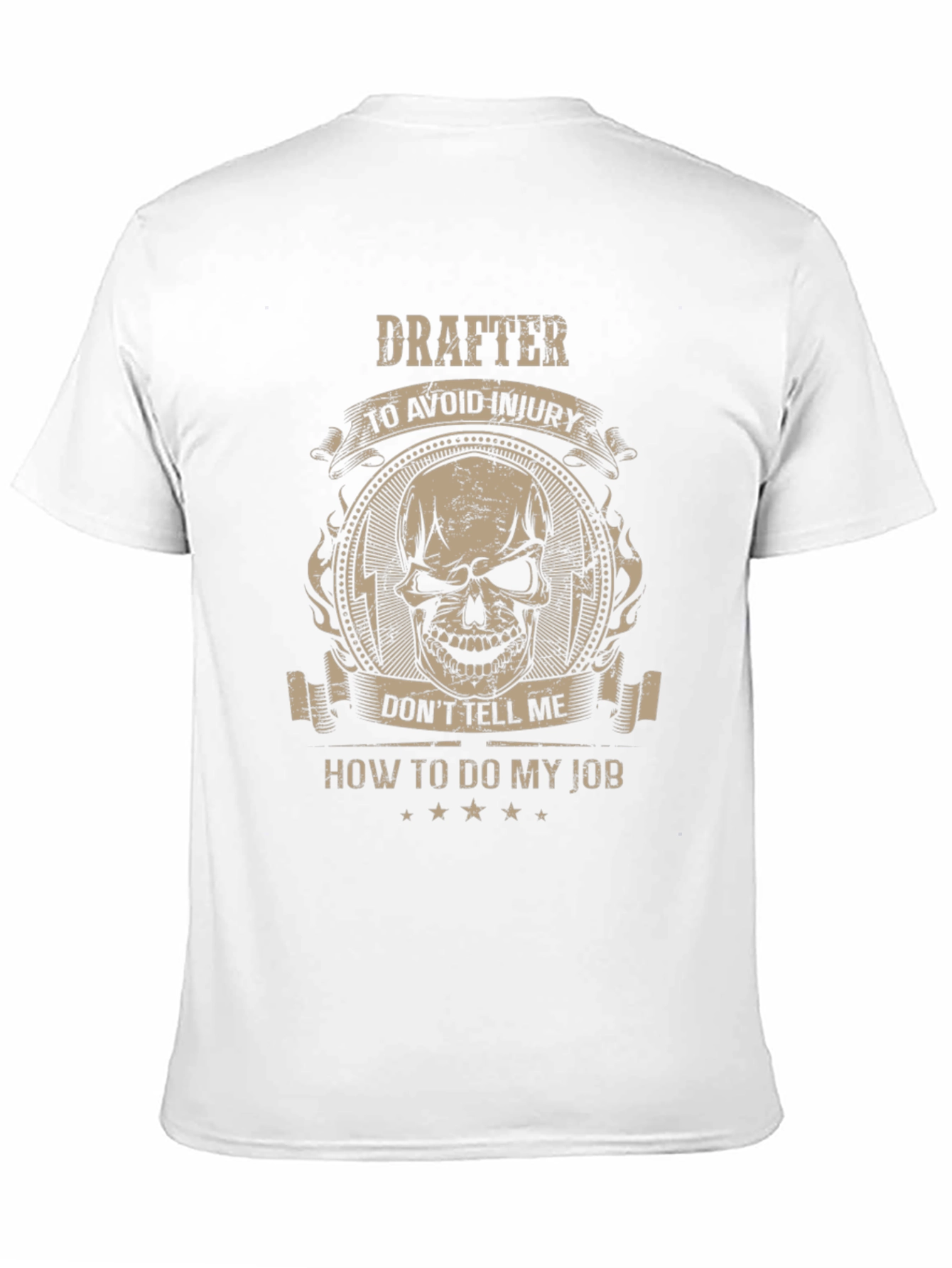 Black Drafter Skull Graphic T-Shirt - Avoid Injury, Do My Job view 11