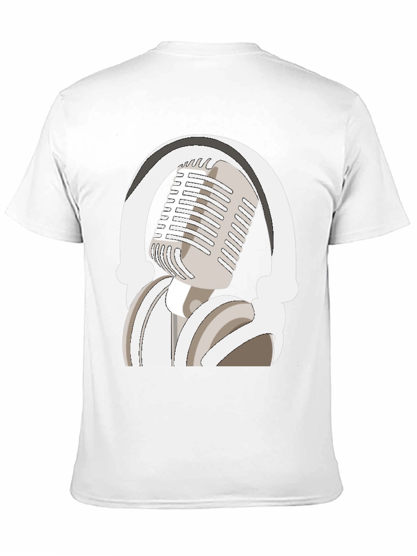 Black Microphone and Headphones Graphic Tee view 11