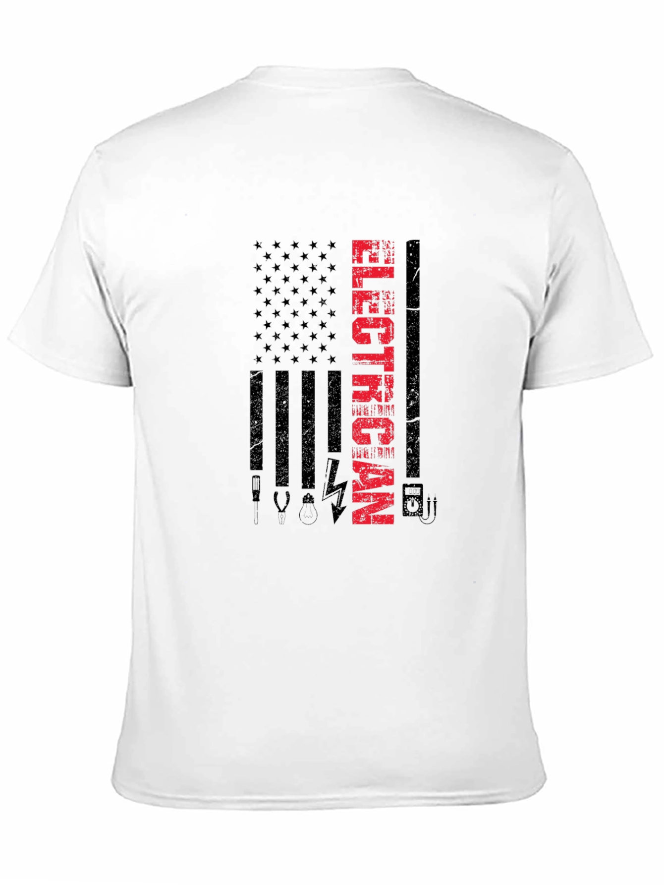 Black Electrician American Flag T-Shirt view 11