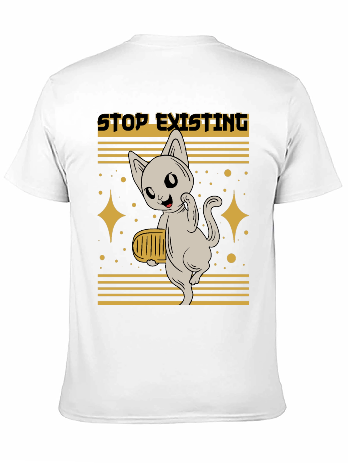 Black Stop Existing Cat Graphic Tee - Men's Black T-Shirt view 11