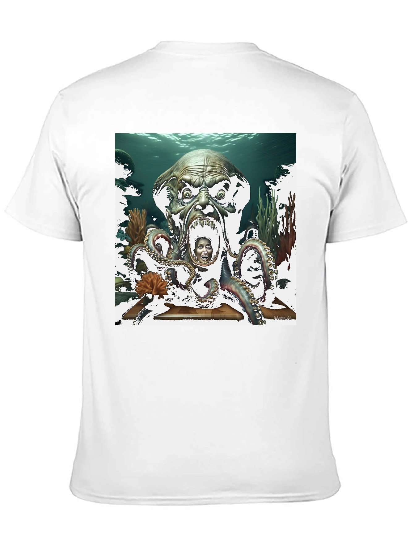 Black Octopus Monster Graphic Black T-Shirt view 11