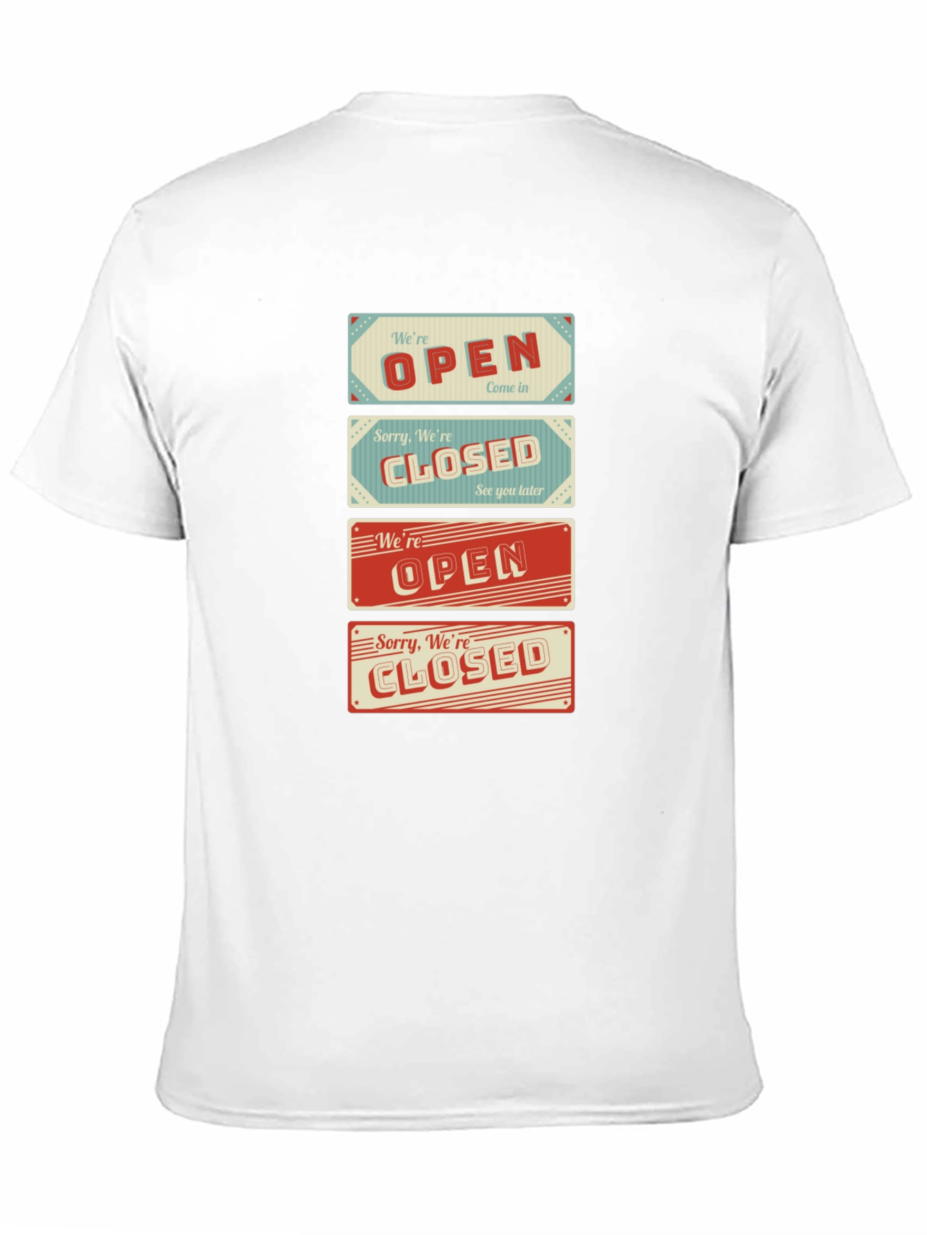 Black Open/Closed Sign T-Shirt - Novelty Graphic Tee view 11