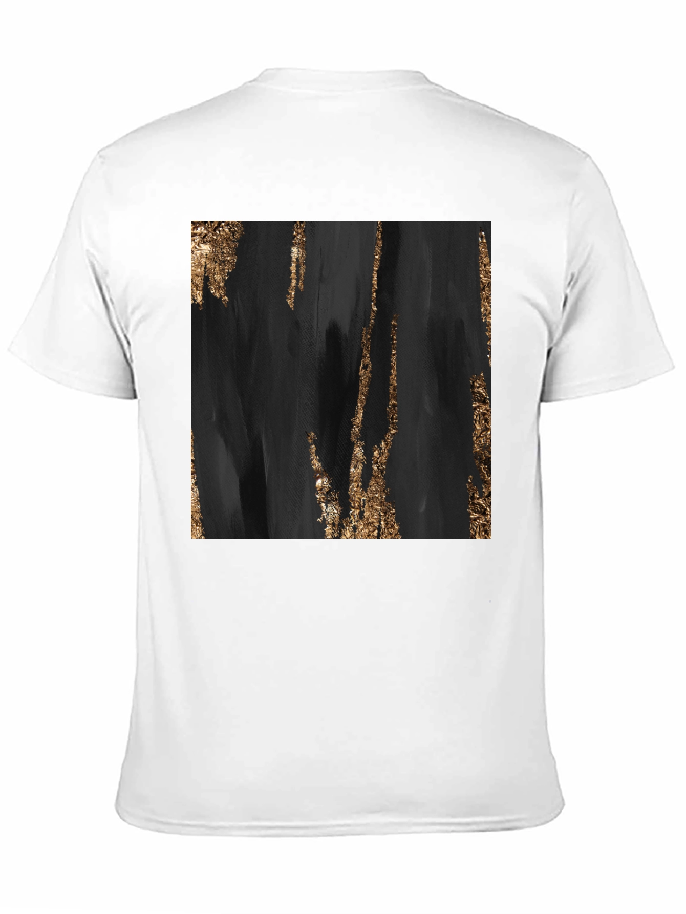 Black Abstract Gold Foil Print Black T-Shirt view 11