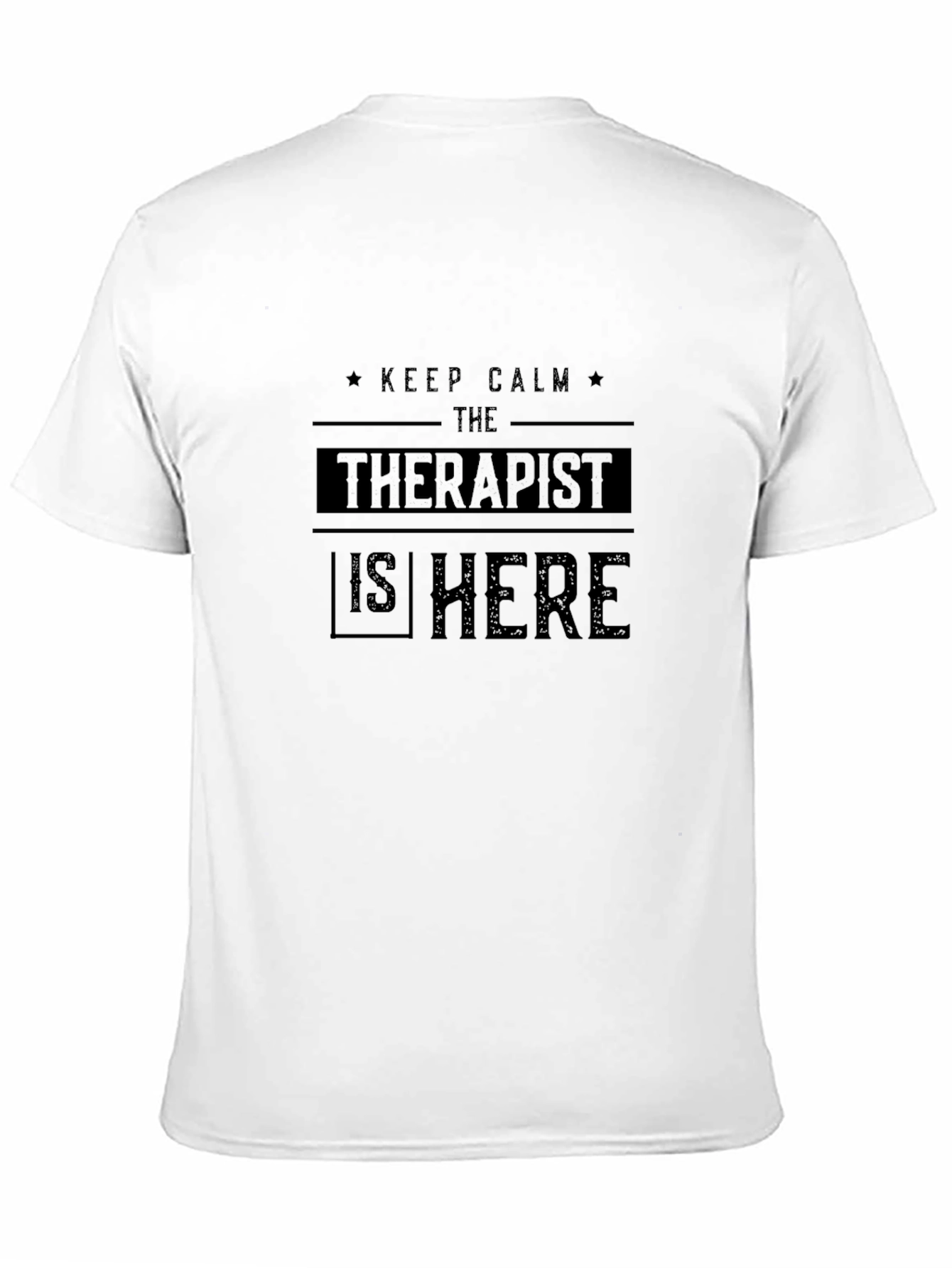 Black Keep Calm Therapist Here Black Cotton Tee view 11