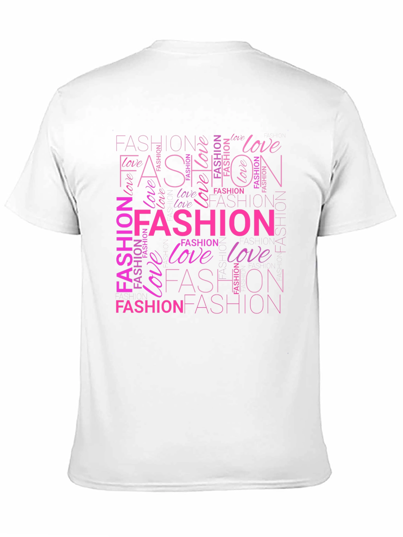 Fashion & Love Pink Word Art Print Black T-Shirt - 11