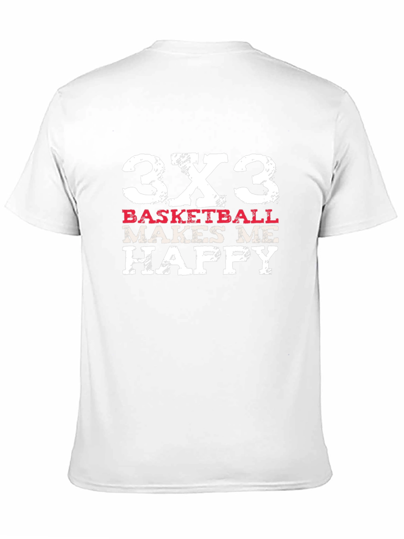Black 3x3 Basketball Makes Me Happy T-Shirt view 11