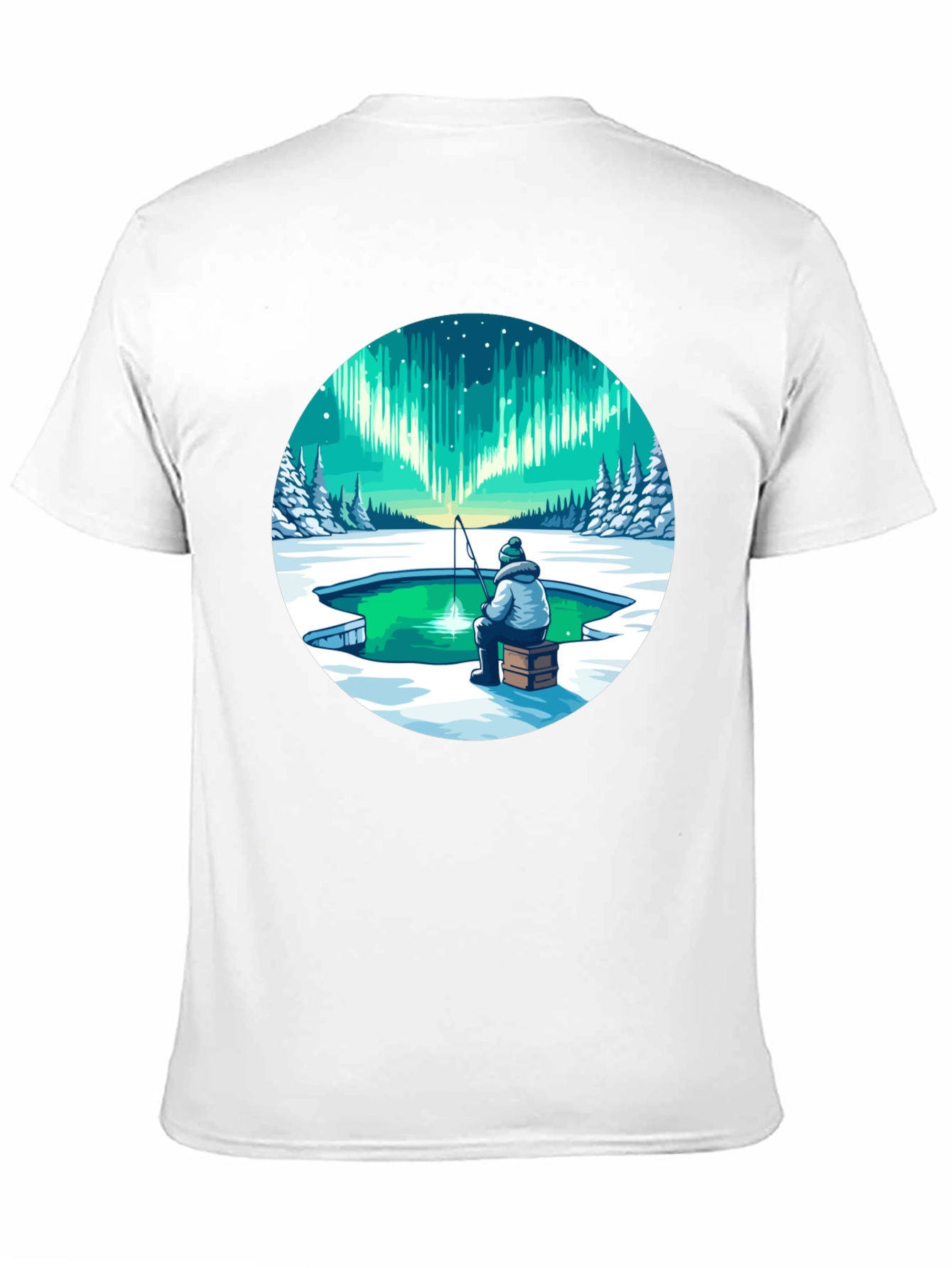 Aurora Borealis Ice Fishing Graphic Tee - 11