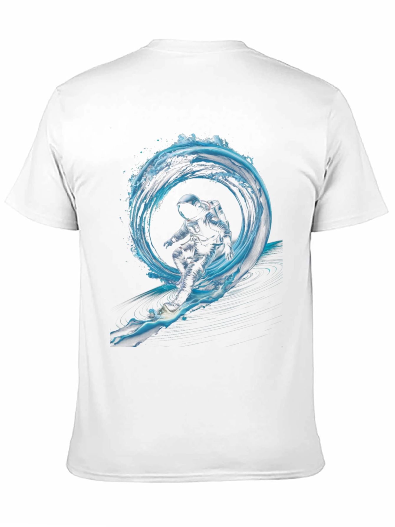 Black Astronaut Surfing Waves Black T-Shirt view 11