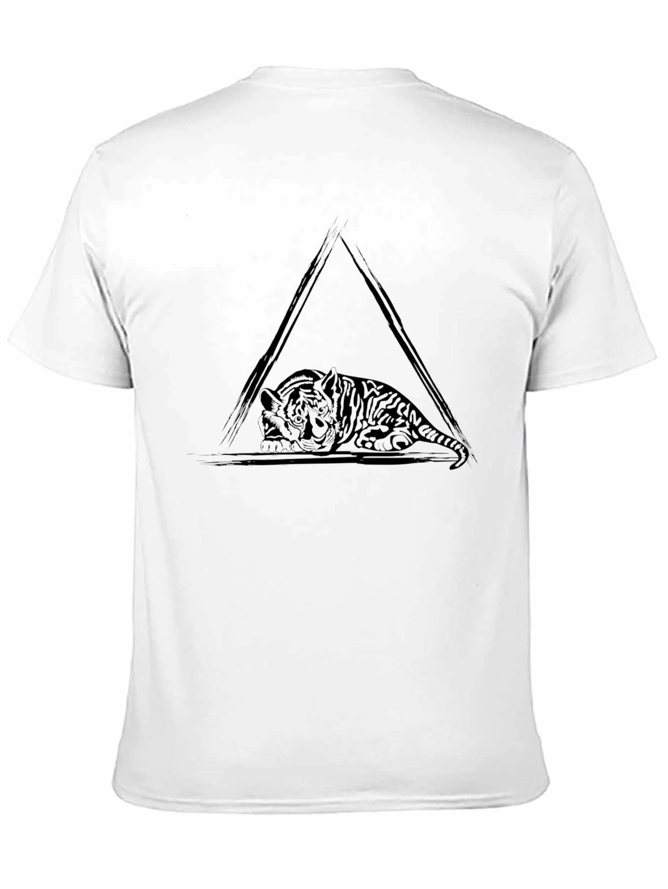 Black Black Tiger Triangle Graphic Tee - Cool Casual Style view 11