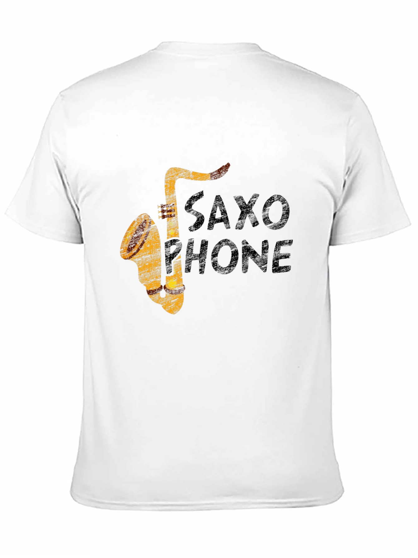 Black Vintage Saxophone Graphic Print Black T-Shirt view 11