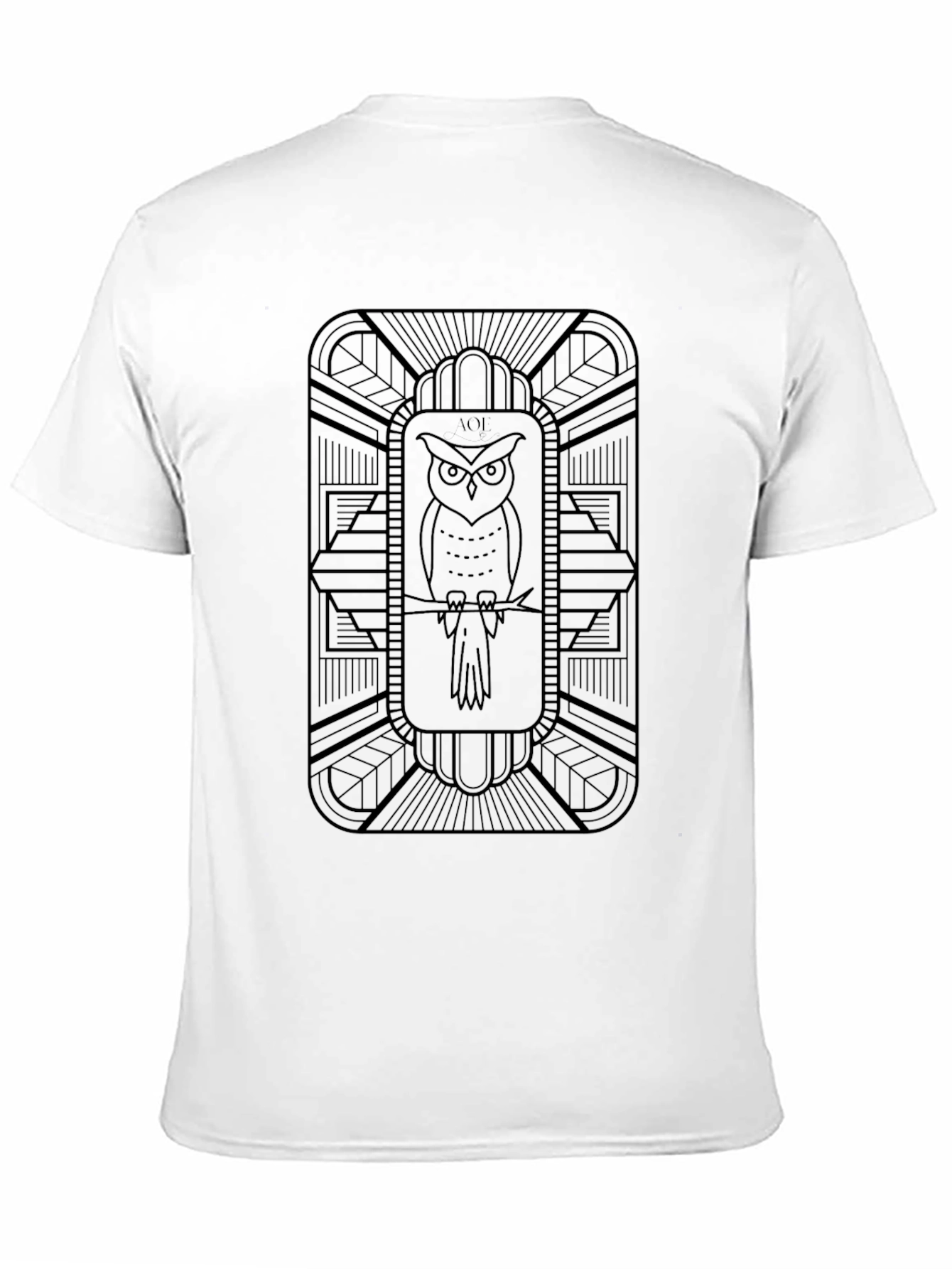 Art Deco Owl Graphic Tee - Stylish Men's Black T-Shirt - 11