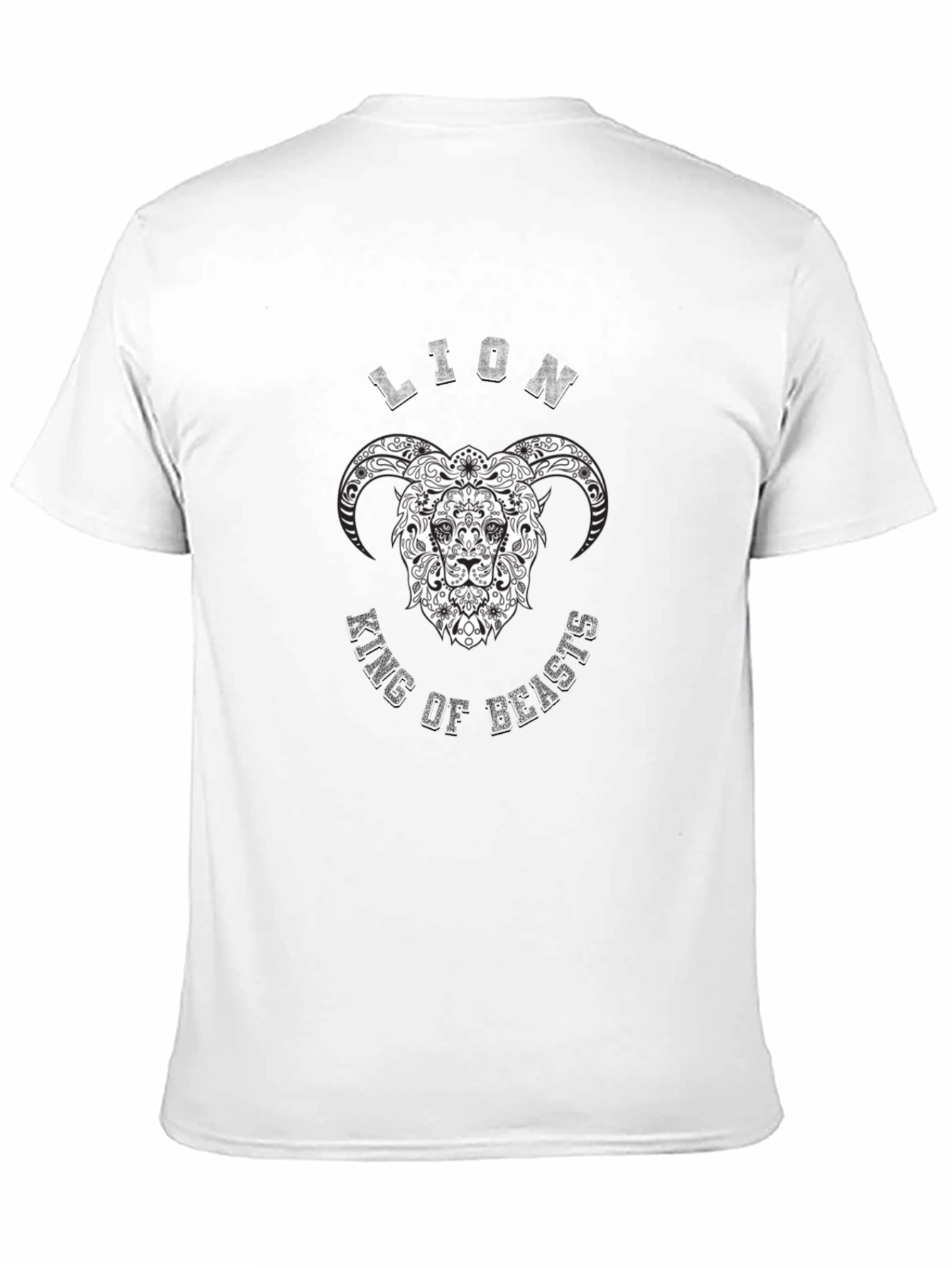 Black Lion King of Beasts Graphic Print Black T-Shirt view 11