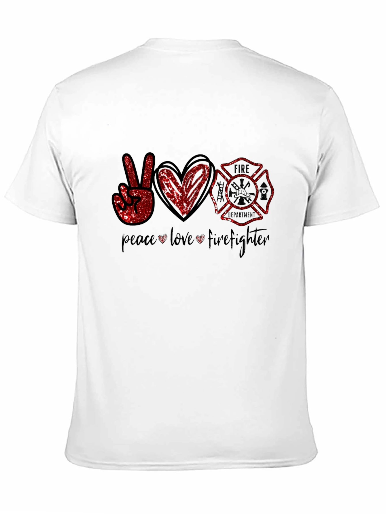 Black Peace Love Firefighter Graphic Tee view 11