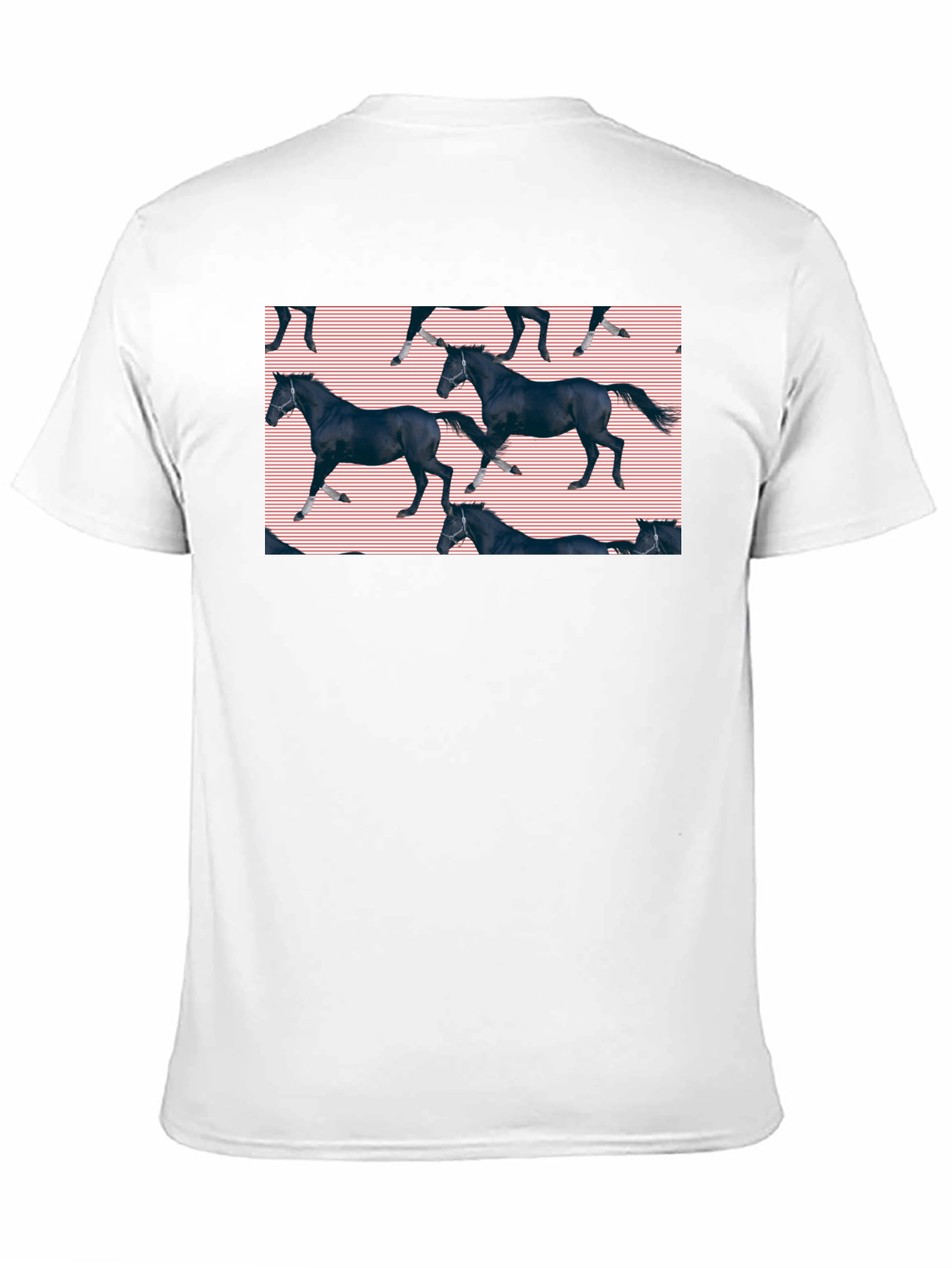 Black Black Horse Pattern T-Shirt view 11