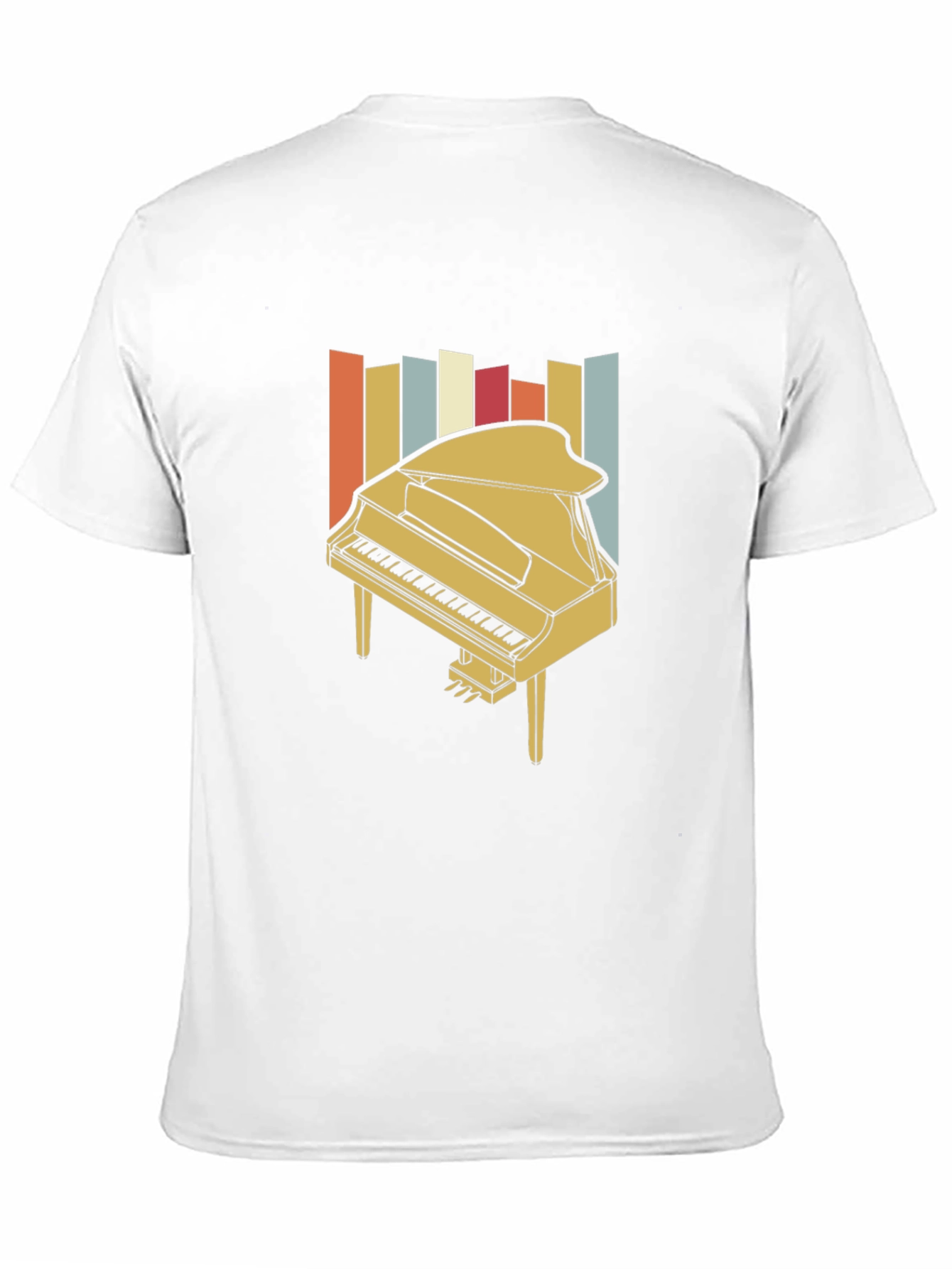Black Retro Piano Graphic Tee - Vintage Music Lover T-Shirt view 11