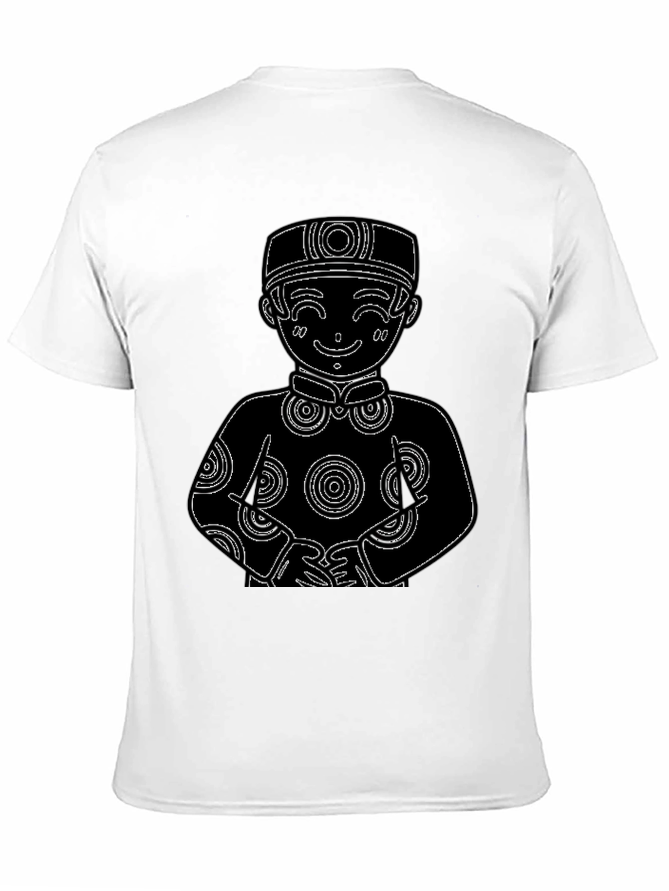 Black Black T-Shirt with Cute Cartoon Boy Design view 11