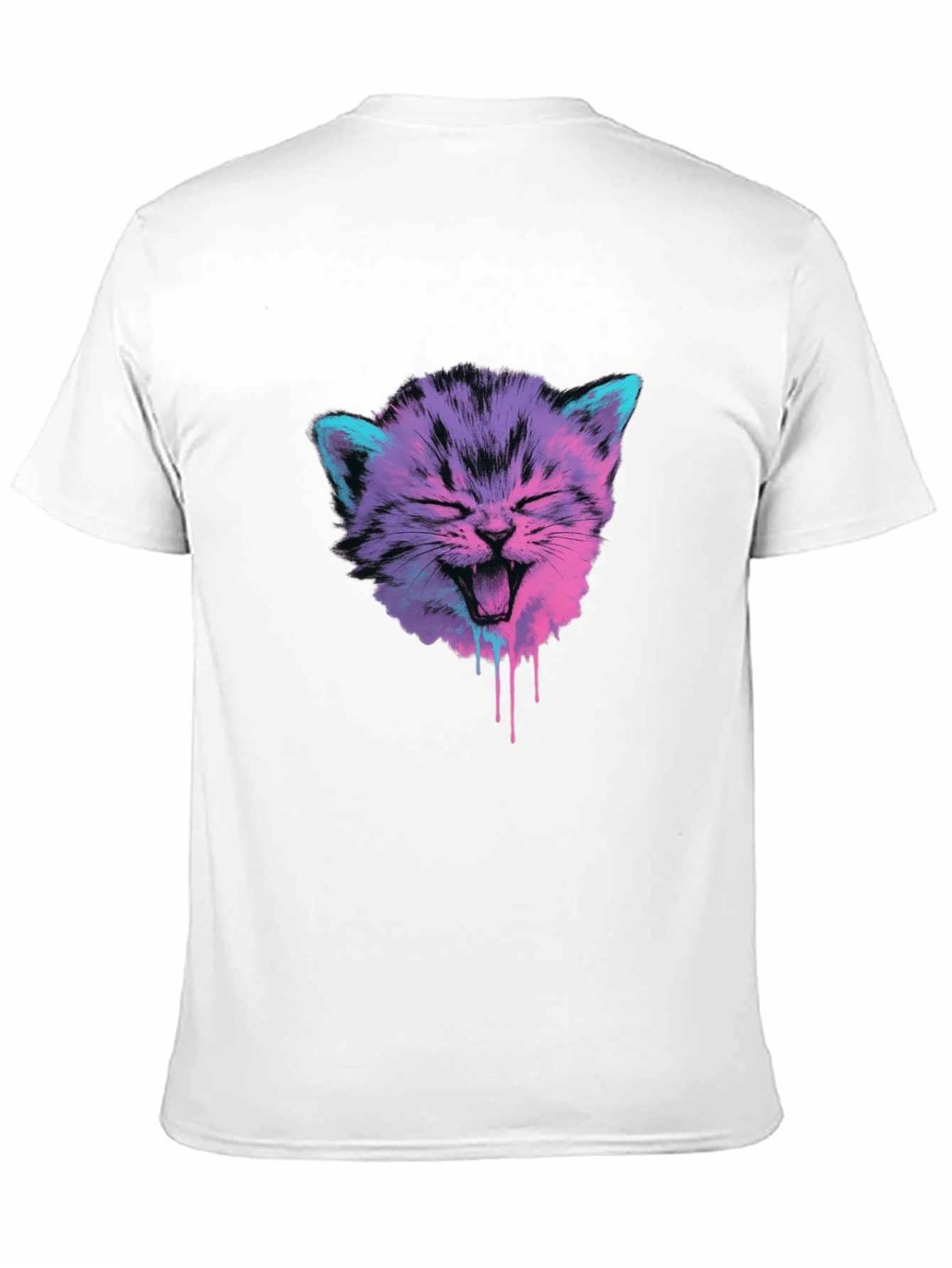 Black Vaporwave Cat Graphic Tee - Black Cotton Blend view 11
