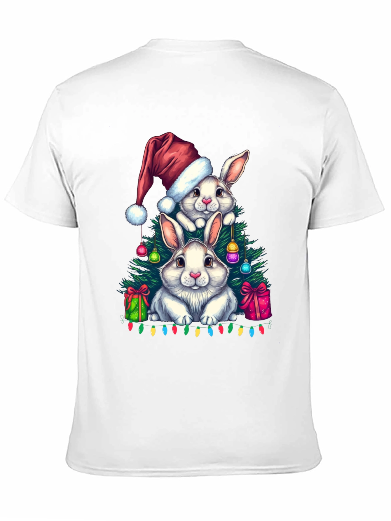 Black Christmas Bunny T-Shirt: Festive Holiday Rabbit Design view 11