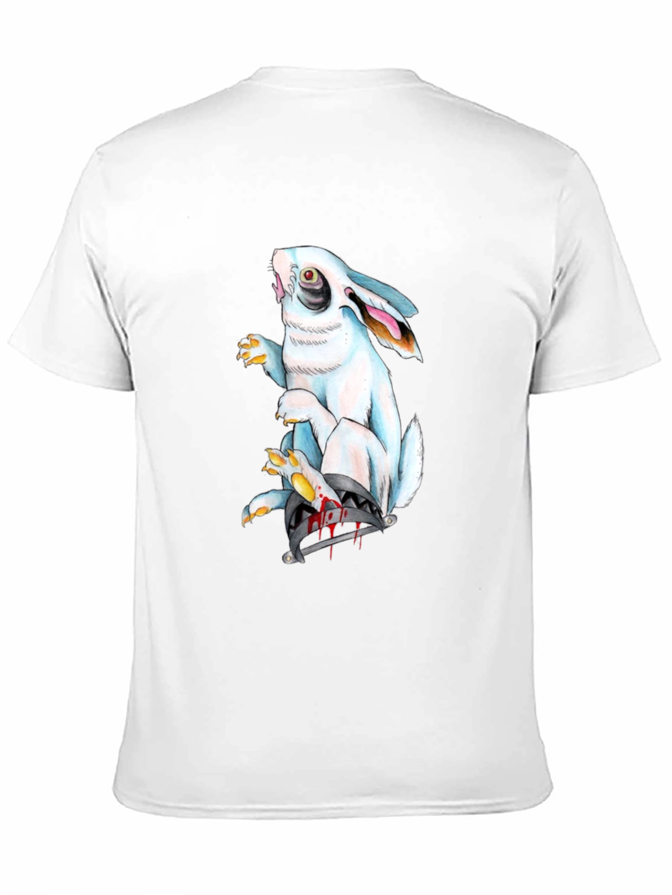 Black Creepy Rabbit Graphic Black T-Shirt view 11