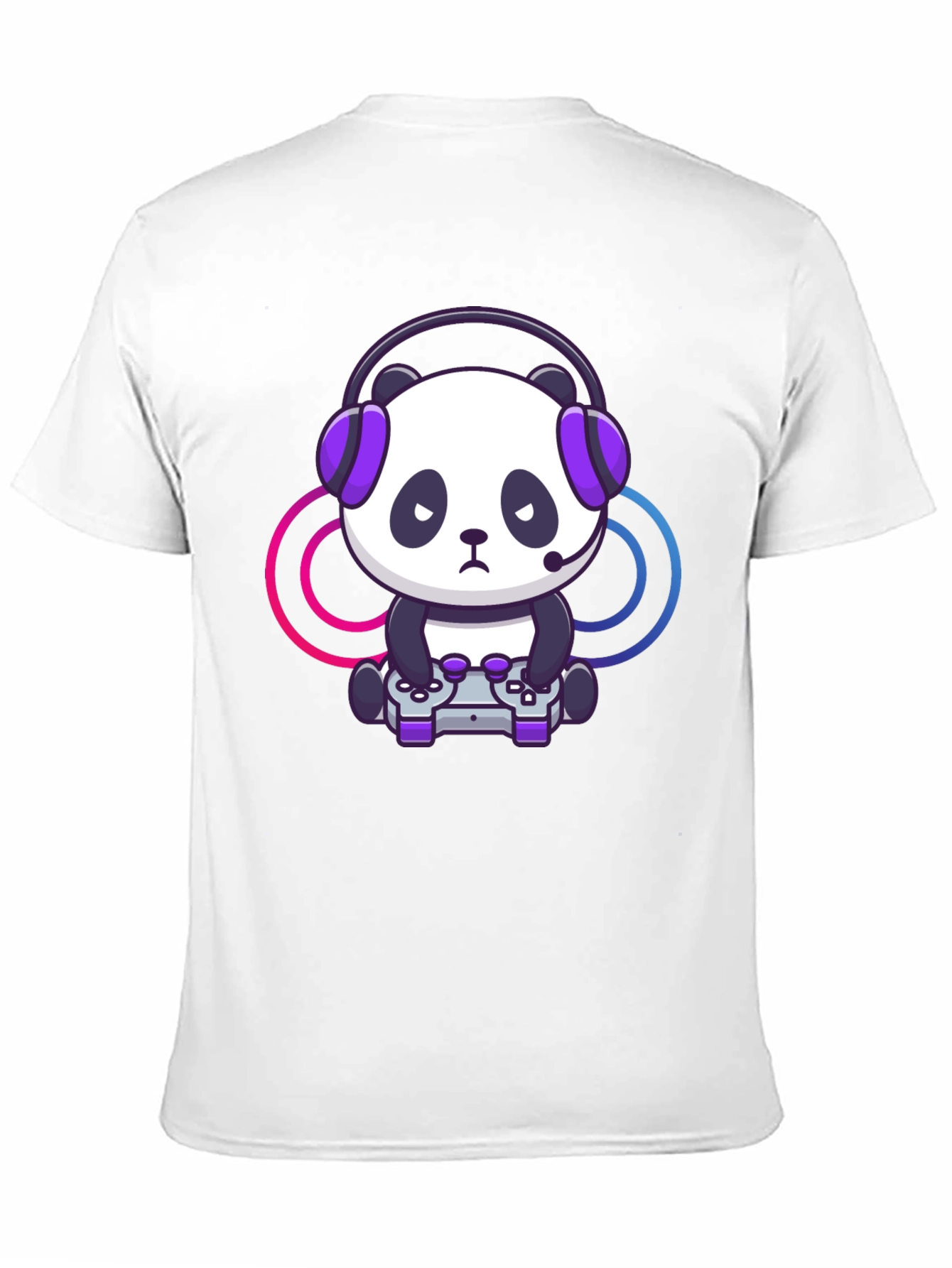 Black Gamer Panda Graphic T-Shirt - Black view 11