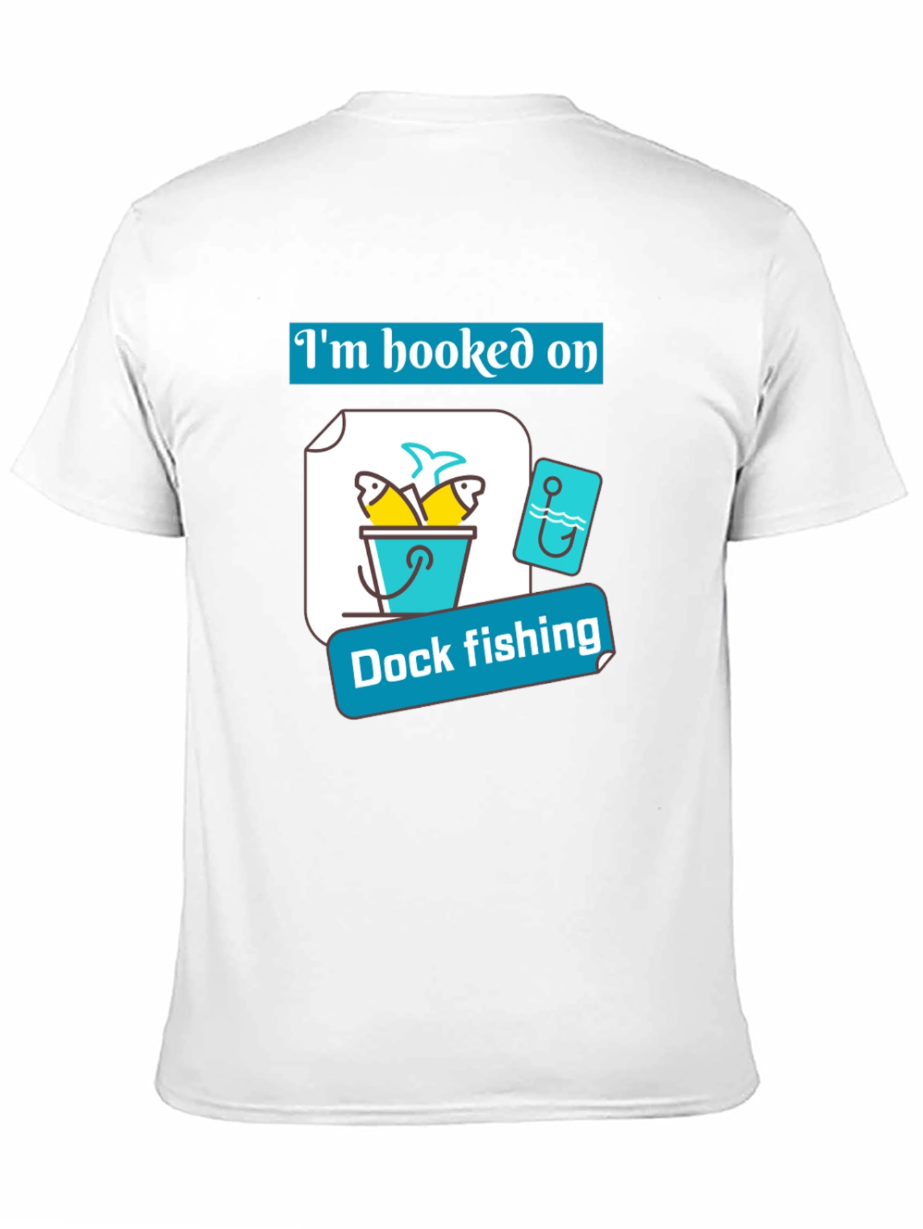 Black Hooked on Dock Fishing T-Shirt - Fisherman Gift view 11