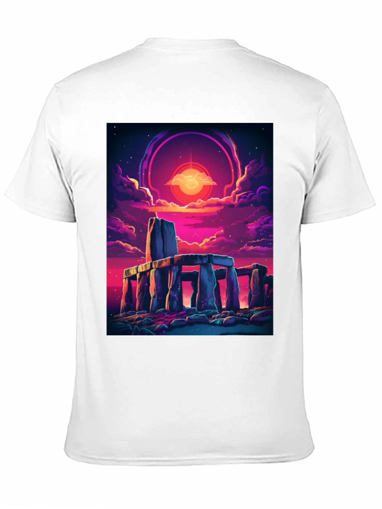 Black Stonehenge Sunset Graphic Tee - Black Cotton Blend view 11
