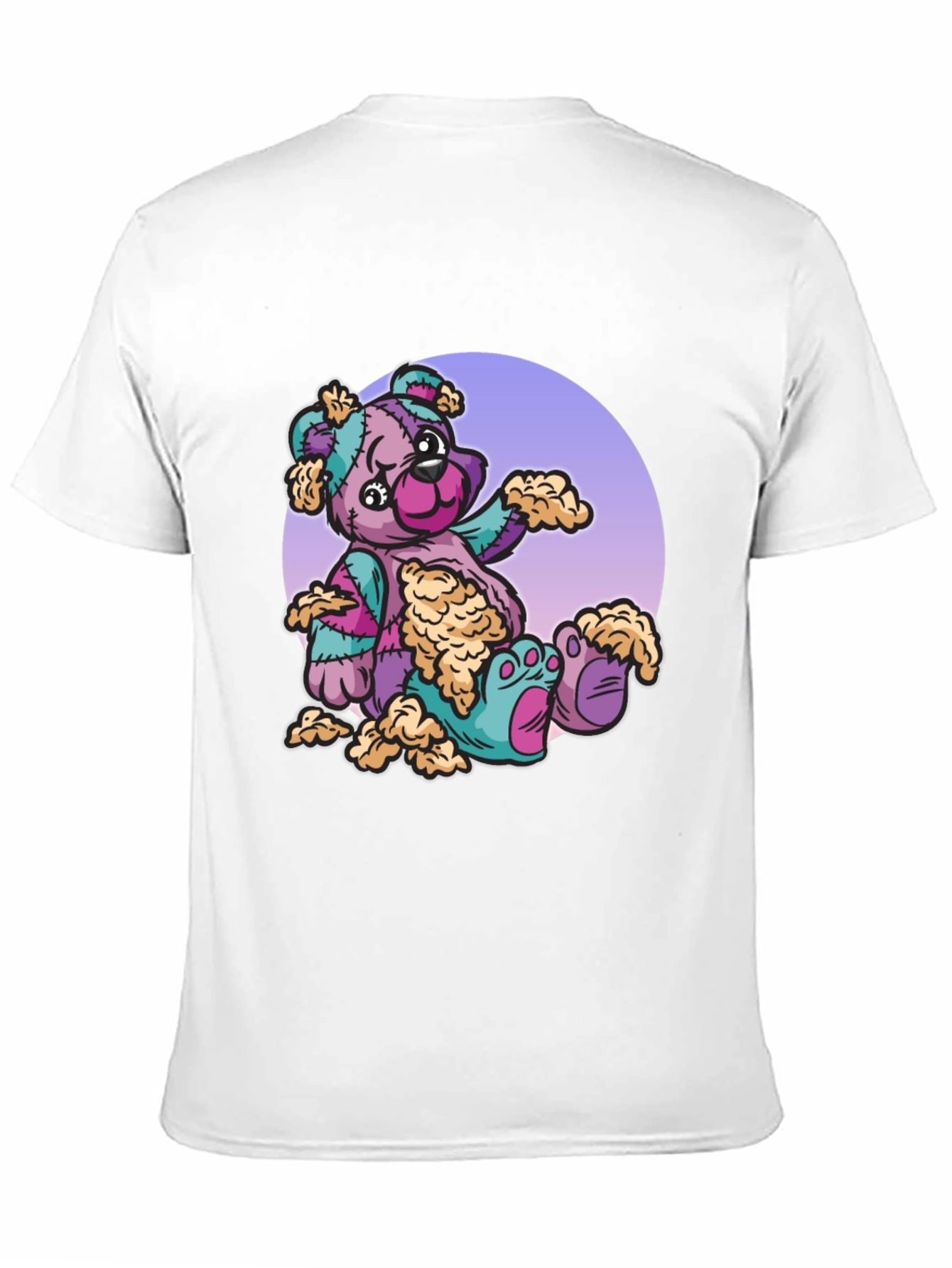 Black Ripped Patchwork Teddy Bear Graphic Tee view 11