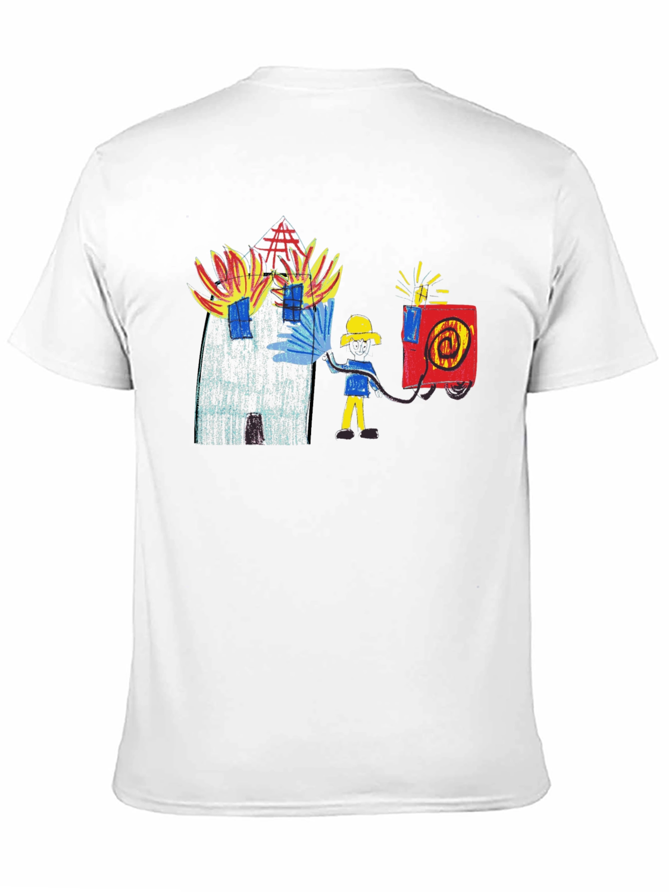 Black Fireman Drawing Graphic Black T-Shirt view 11