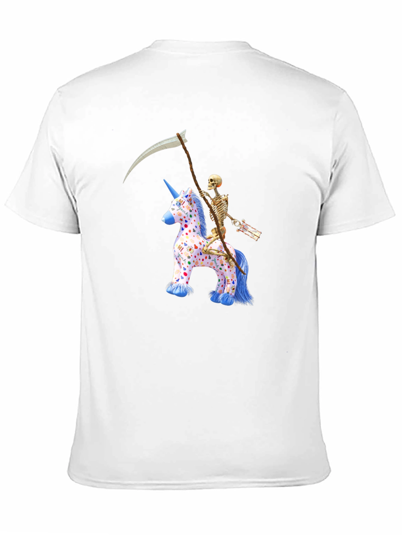 Black Skeleton Riding Unicorn T-Shirt view 11