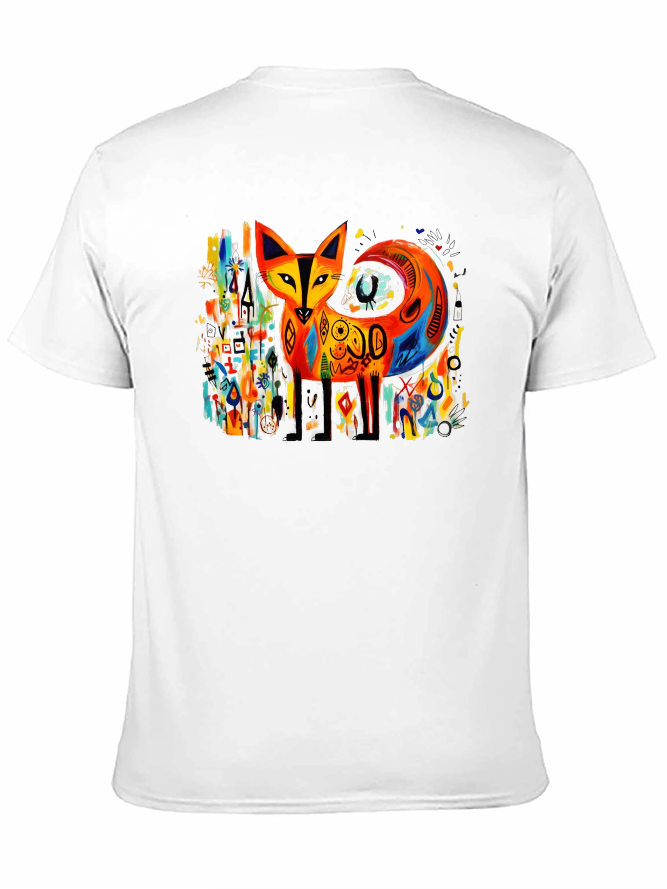 Black Abstract Fox Graphic Tee - Bold Artistic Design view 11