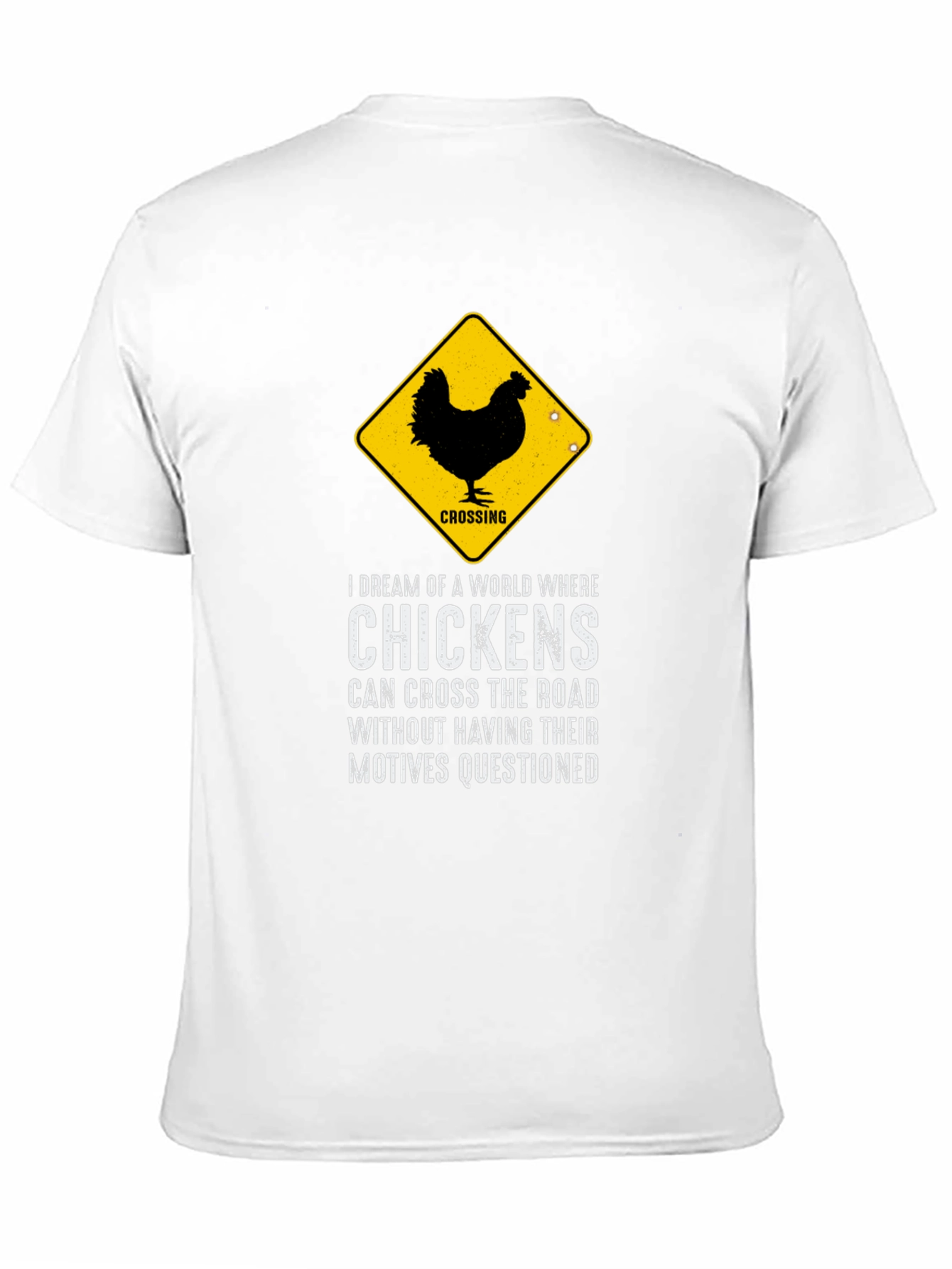 Black Chicken Crossing Graphic Tee - Funny Novelty T-Shirt view 11